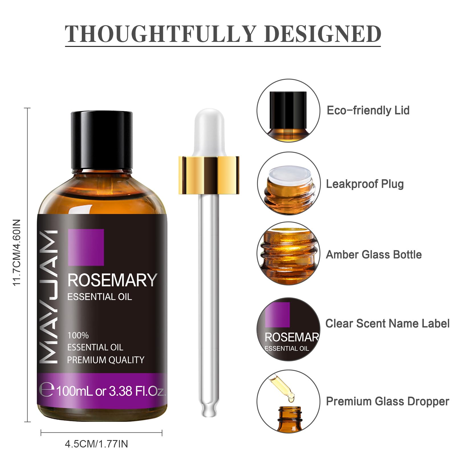 MAYJAM Essential Oil, Rosemary Oil 3.38FL.OZ - Rosemary Essential Oils for Diffusers for Home - AB Mystery