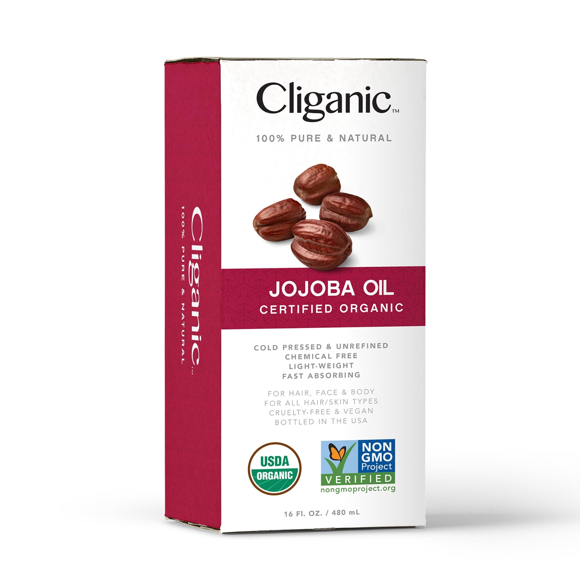 Cliganic USDA Organic Jojoba Oil 16oz with Pump, 100% Pure | Bulk, Moisturizing Oil - AB Mystery