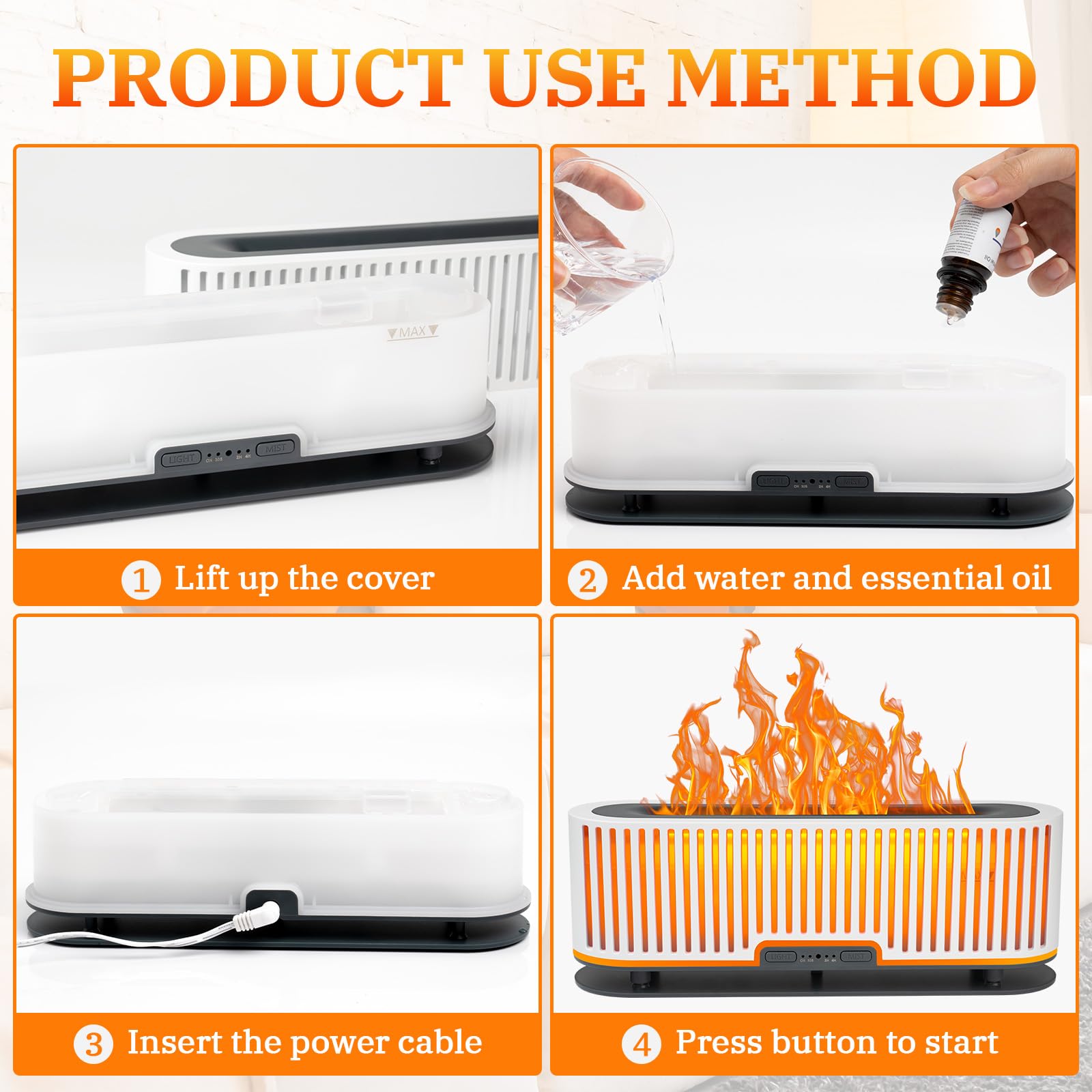 Comfynest Colorful Flame Air Aroma Diffuser Humidifier 7 Flame Colors,200ml Essential Oil - AB Mystery