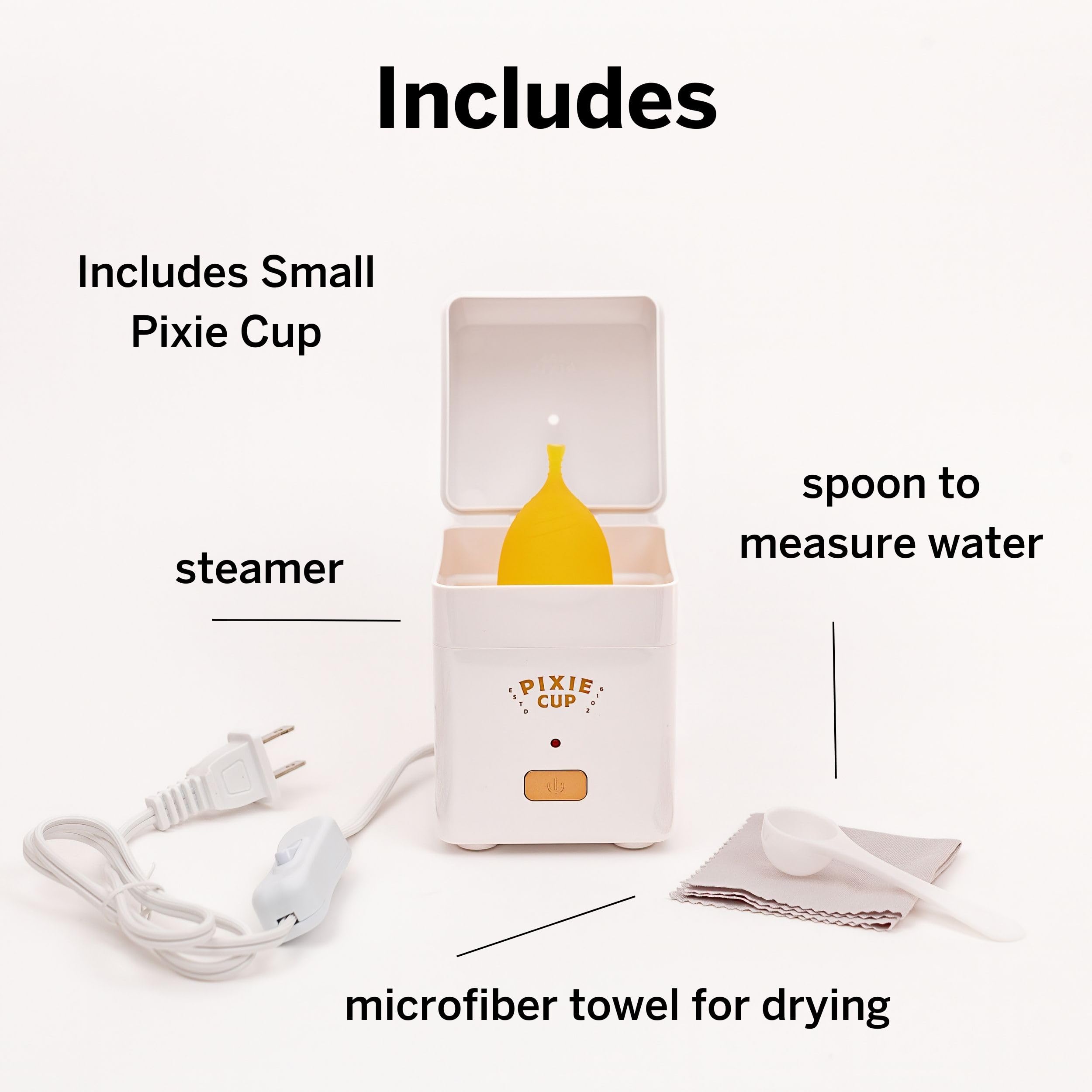 Pixie Menstrual Cup Steamer Sterilizer with A Small Period Cup - Ranked 1 for Most Comfortable Reusable - AB Mystery