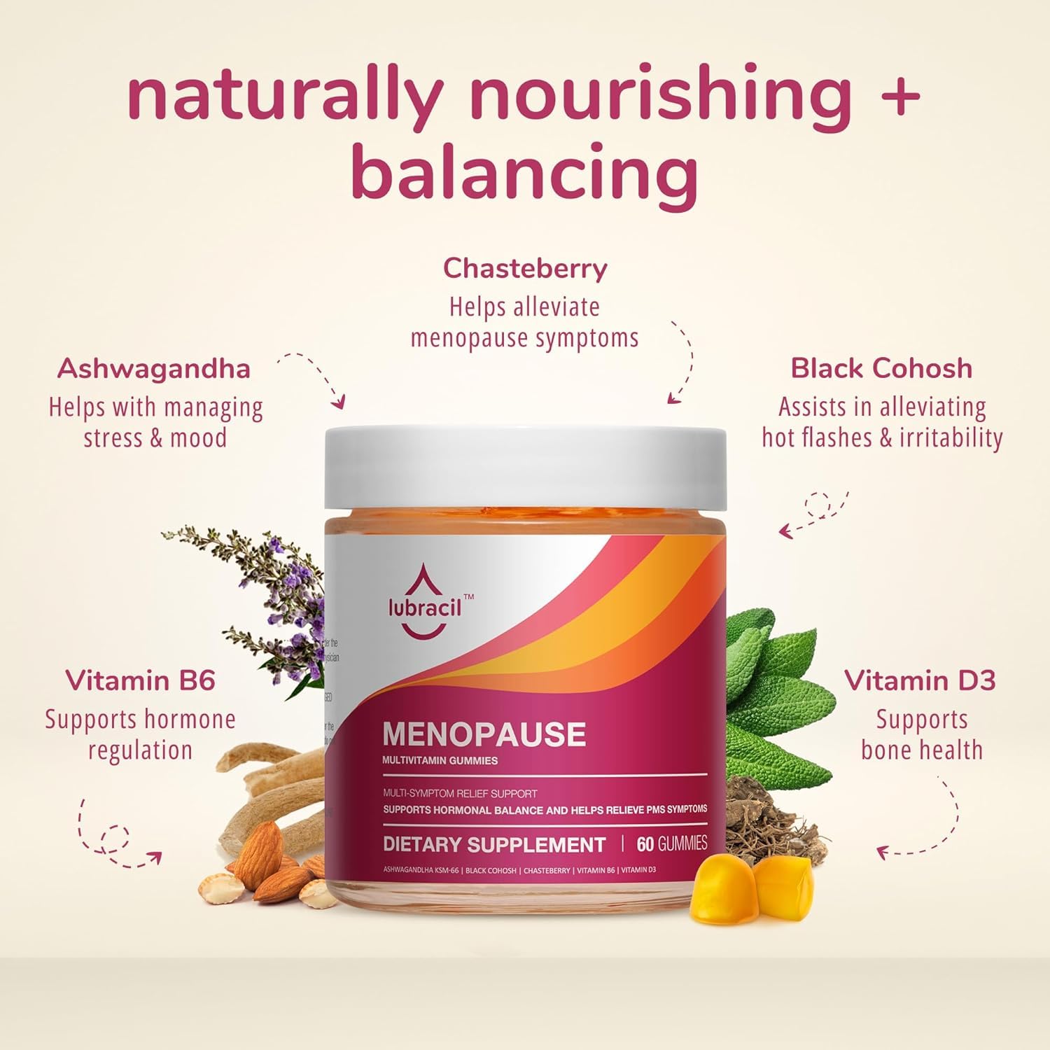 Lubracil - Menopause Gummies - Women's Natural Hormone-Free Daily Dietary Supplement - AB Mystery