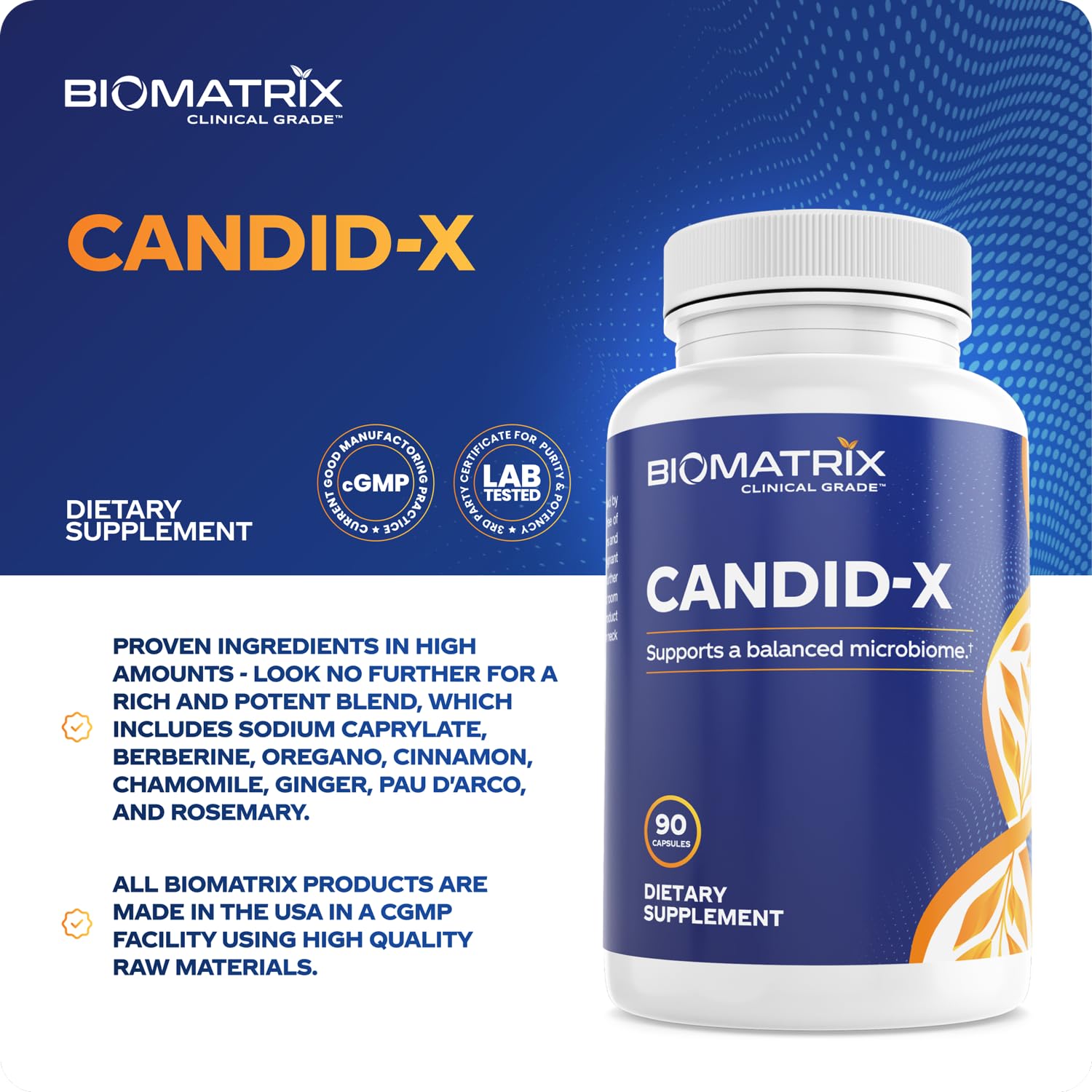BioMatrix Candid-X Gut Cleanse with Berberine, Oregano, Sodium Caprylate, Chamomile, Ginger - AB Mystery