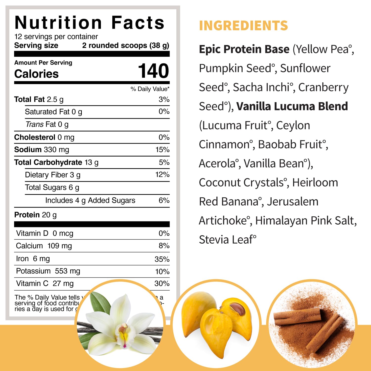 Sprout Living Epic Protein, Plant Based Protein & Superfoods Powder, Vanilla Lucuma - AB Mystery