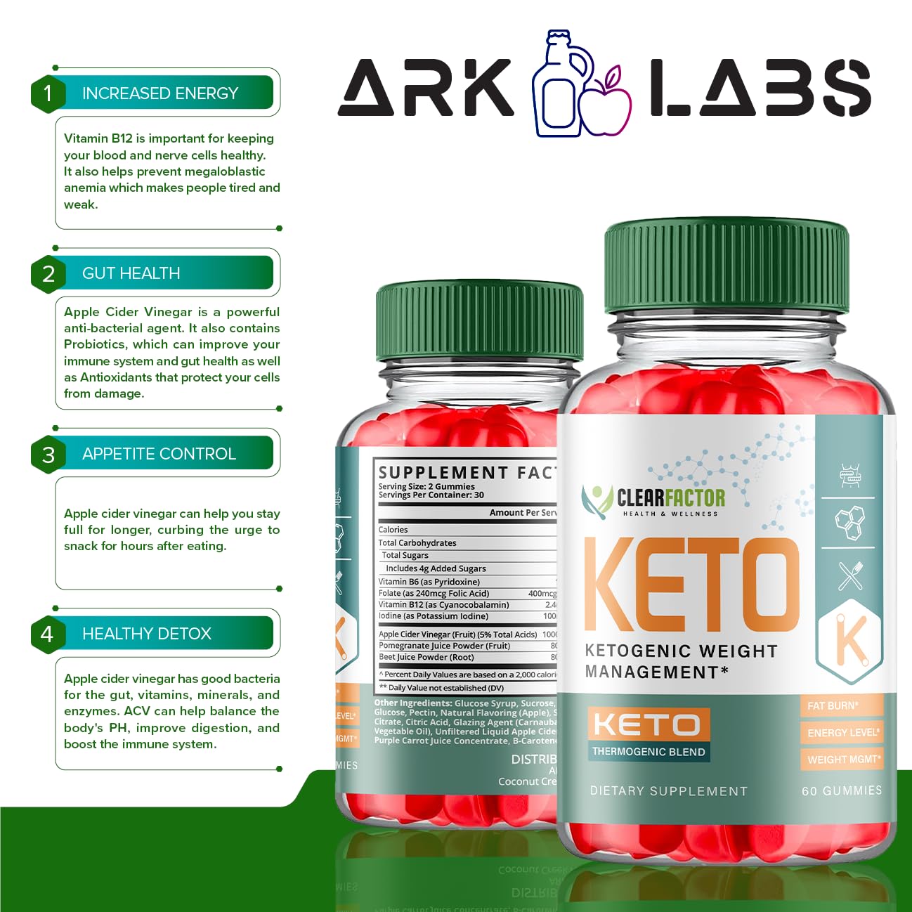 (2 Pack) Clear Factor Gummies, Clear Factor ACV Gummies, Clear Factor Gummy, Clear Factor