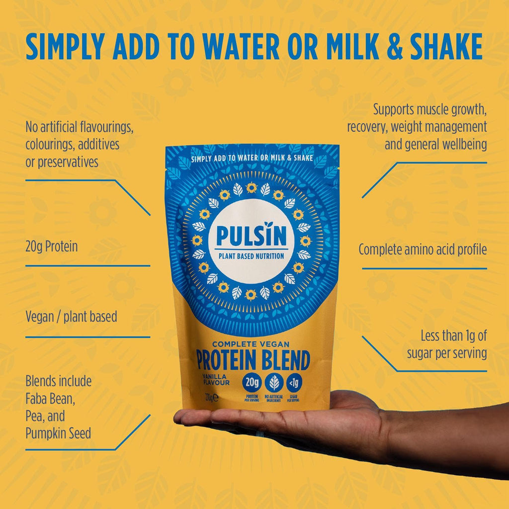 Pulsin plant based nutrition,Complete vegan protein blend,Vanilla flavour 270 g Pulsin