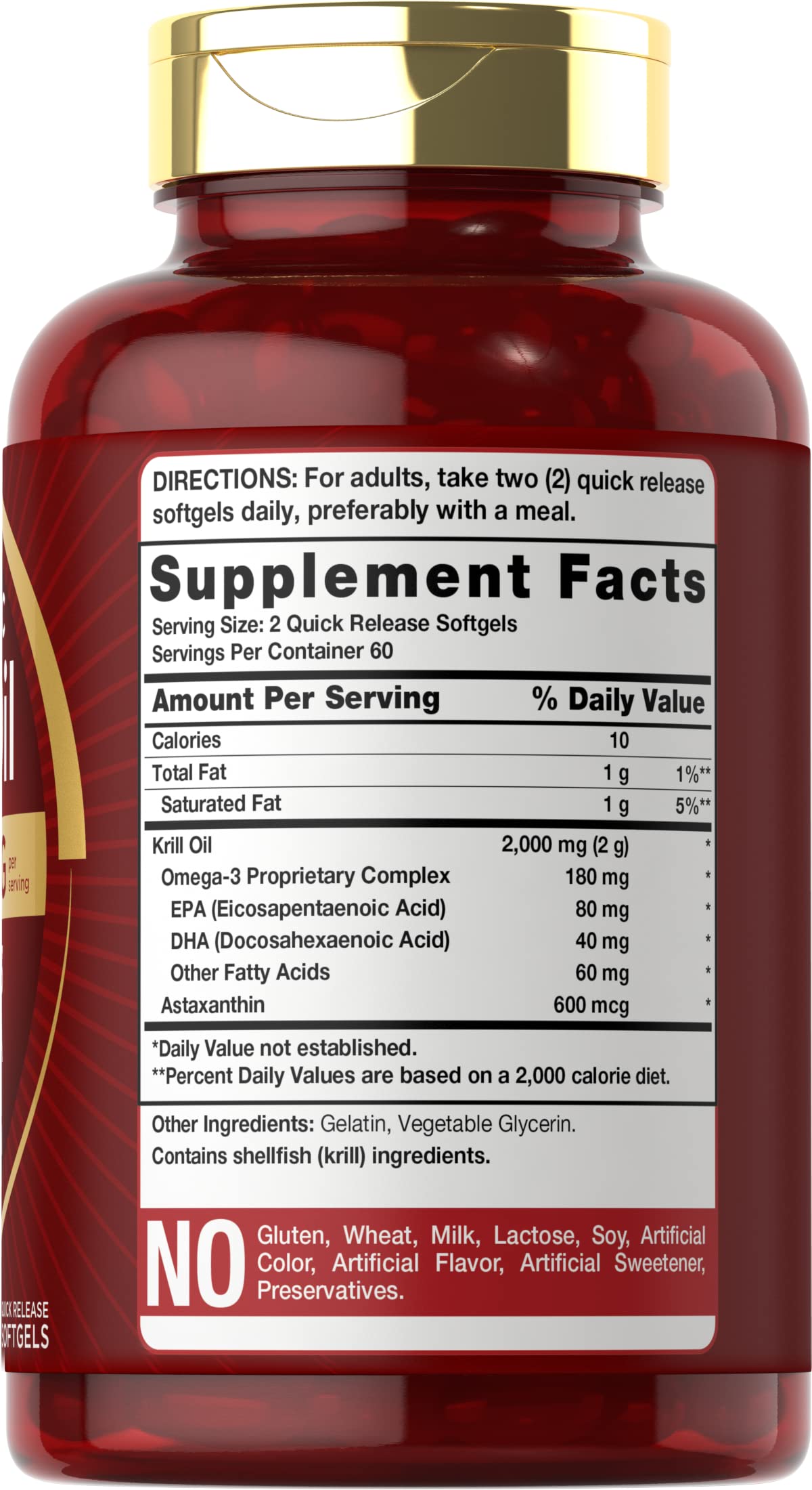 Carlyle Antarctic Krill Oil 2000 mg 120 Softgels | Omega-3 EPA, DHA, with Astaxanthin - AB Mystery