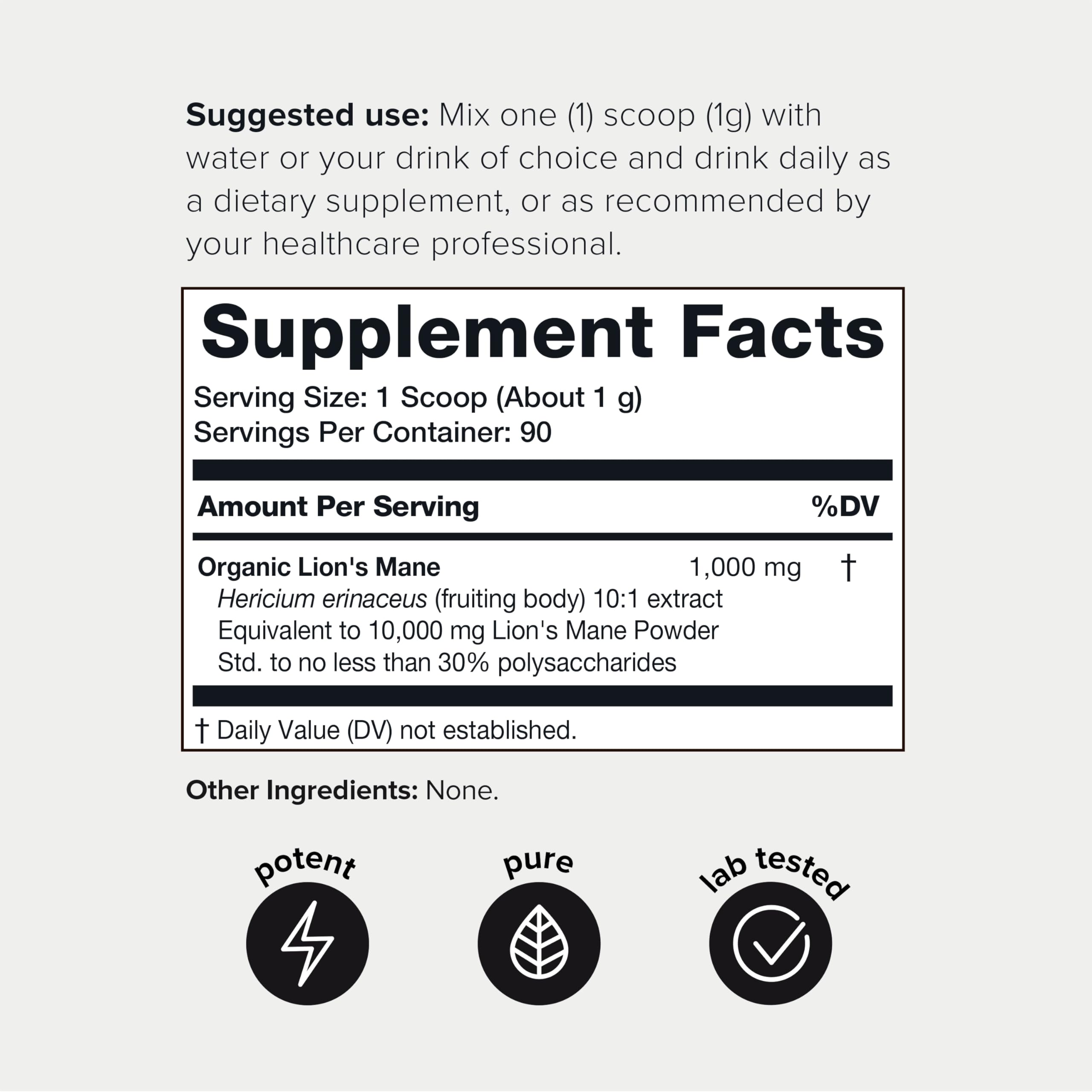 10,000mg 10x Concentrated Ultra High Strength Organic Lions Mane Powder - AB Mystery