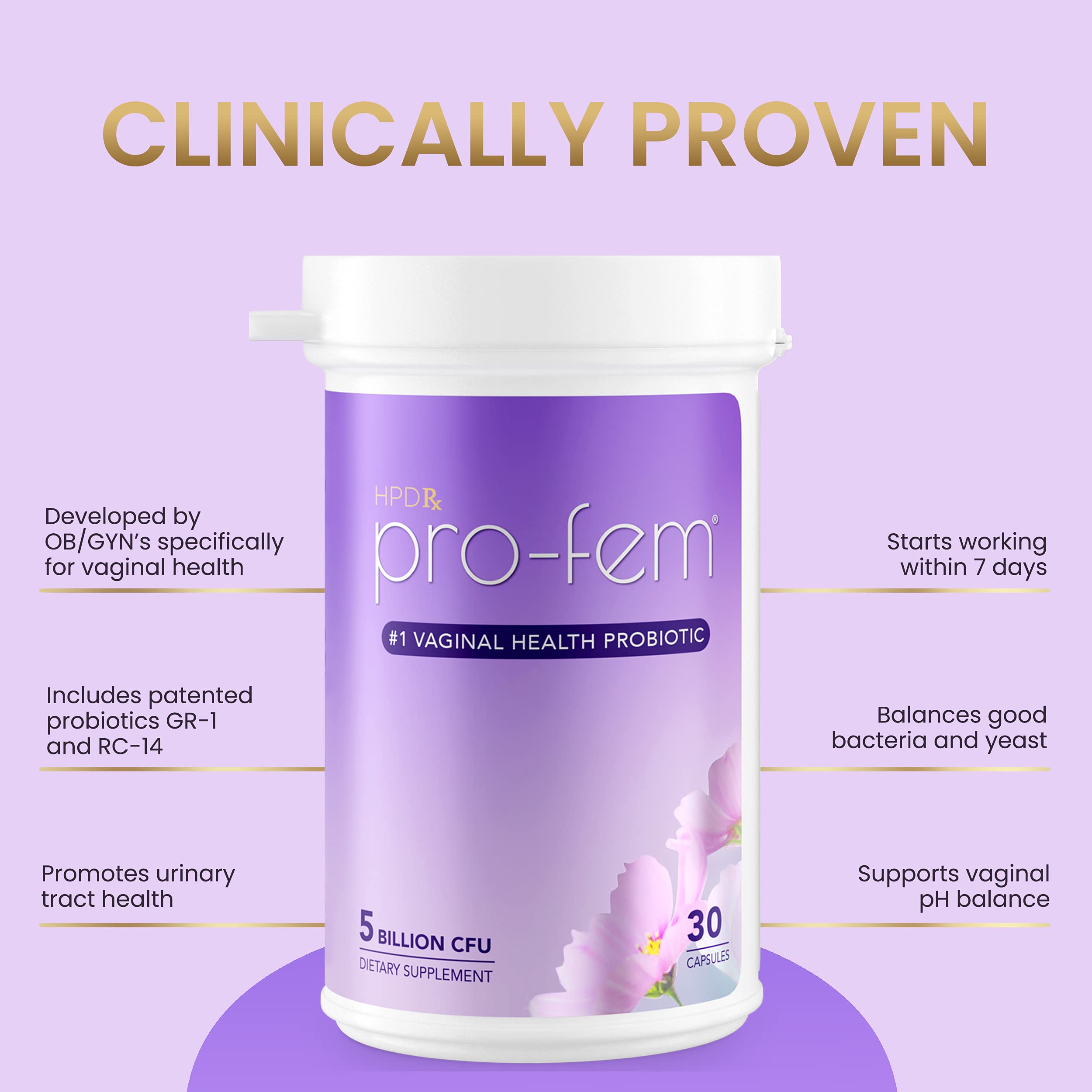 HPD Rx Pro-Fem #1 Vaginal Health Probiotic | Vaginal Probiotics | Clinically Proven to Promote Yeast & PH - AB Mystery