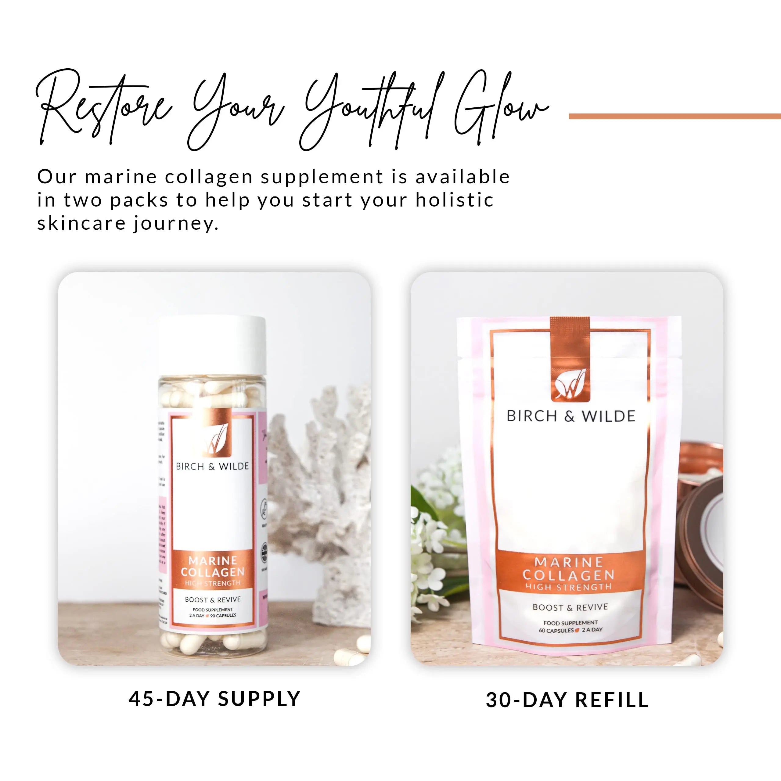 Marine Collagen Peptides Capsules - Hydrolyzed Collagen Supplements for Women & Men - AB Mystery