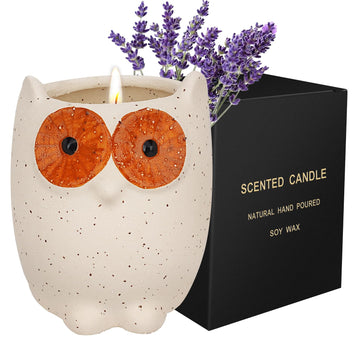 ETAKISH Lavender Scented Candle Gifts for Women, Cute Owl Highly Scented Aromatherapy Candle
