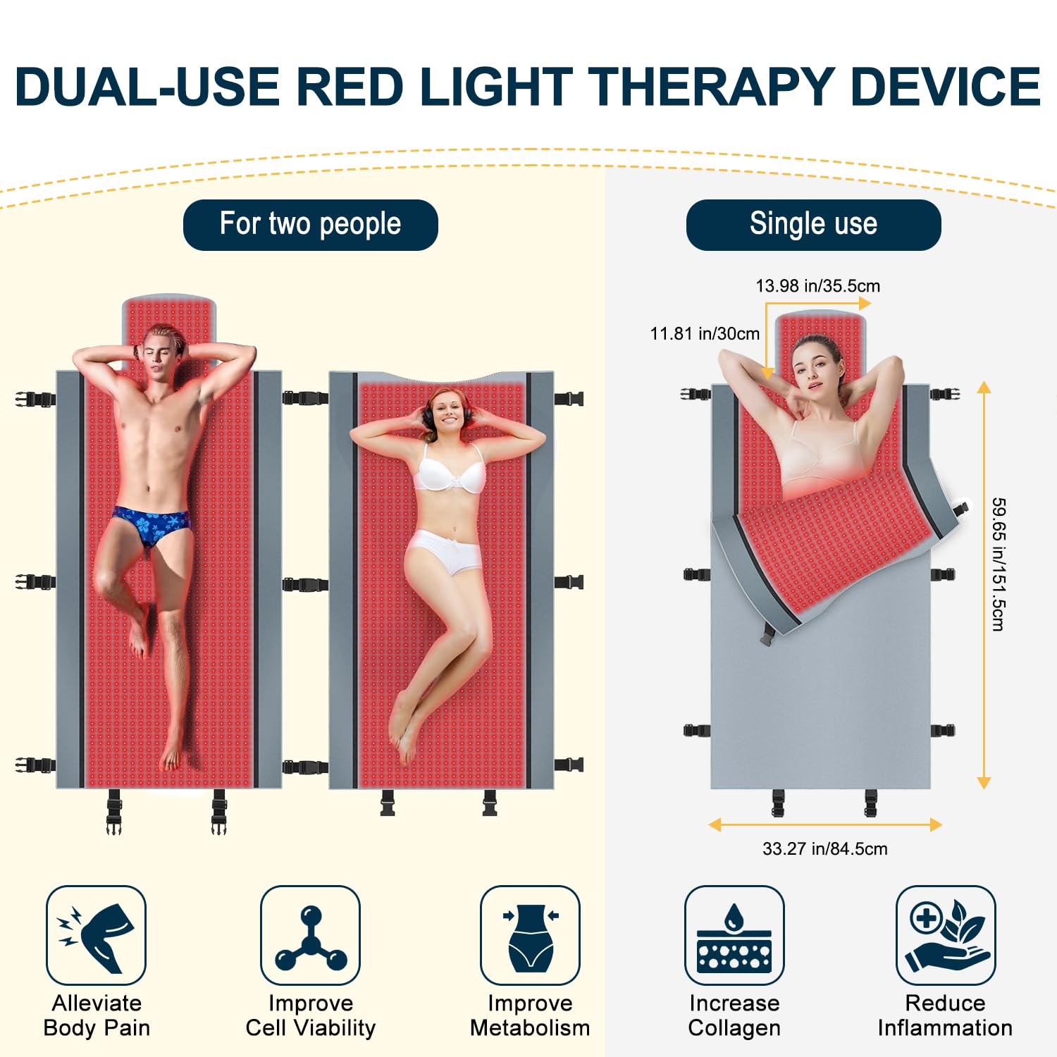 Red Light Therapy for Body - Full Body Red Light Therapy Mat, 71.0x33.30in, 2570Pcs 660nm - AB Mystery