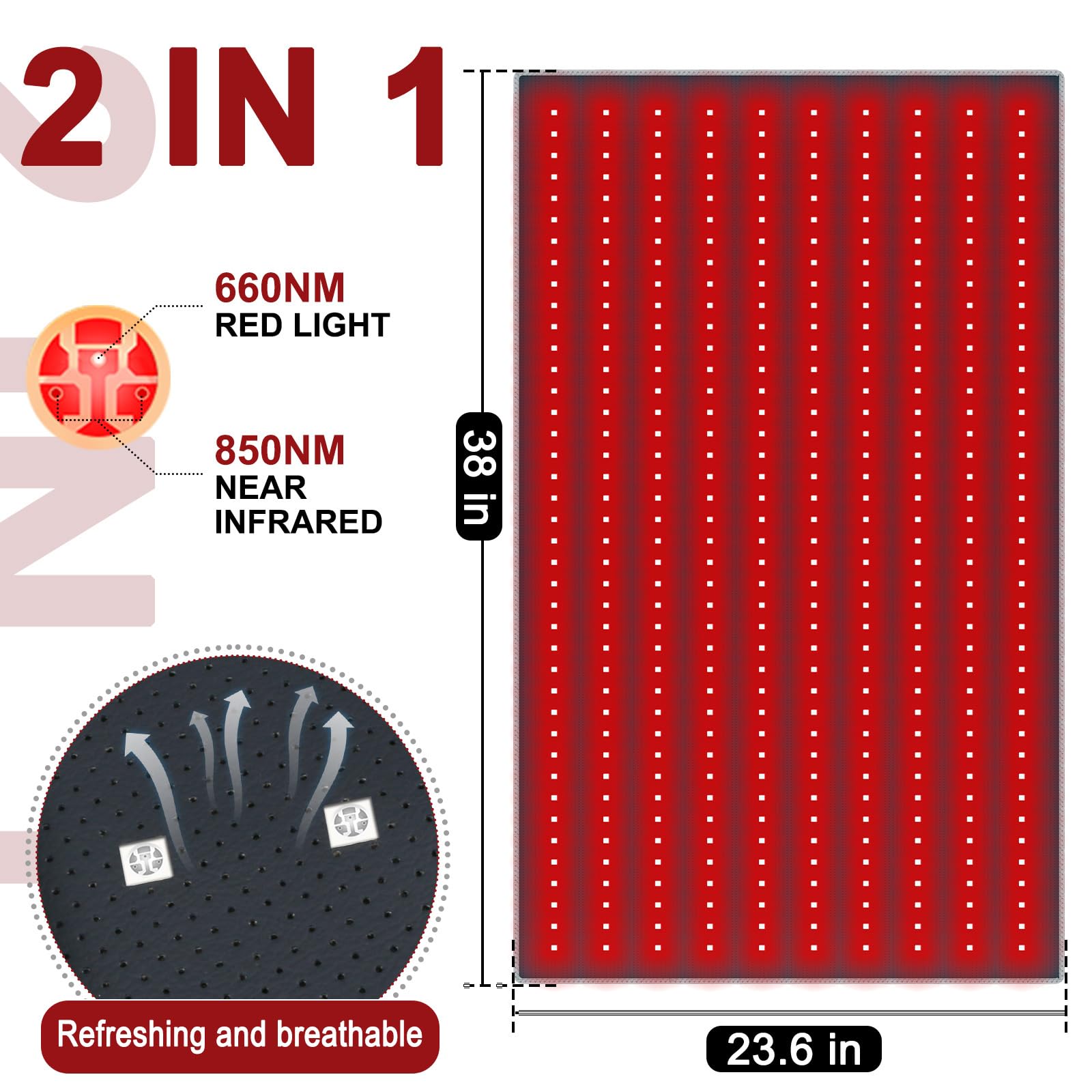 Red Light Therapy Pad 38 * 23.6 in - Red Light Therapy Body, 400 LEDs Using 660nm Red Light - AB Mystery