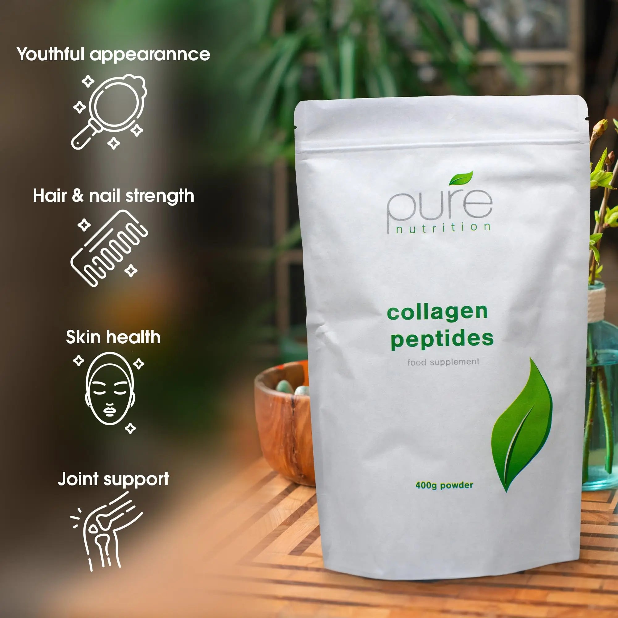 Pure Collagen Powder, Bovine Collagen Peptides Powder by Pure 400g - AB Mystery