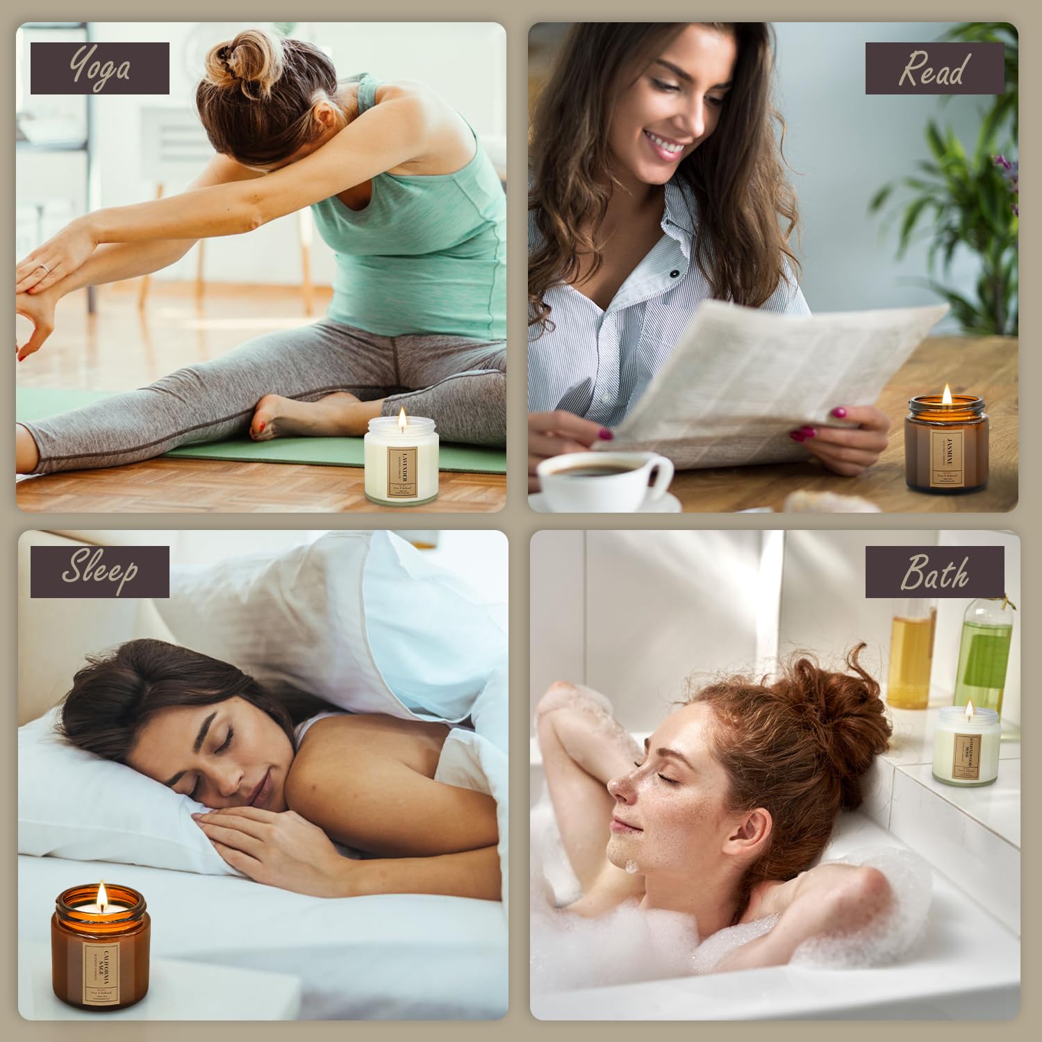 Aromatherapy Candles for Home Scented, 4 Pack Lavender Candles Gifts Set for Women - AB Mystery