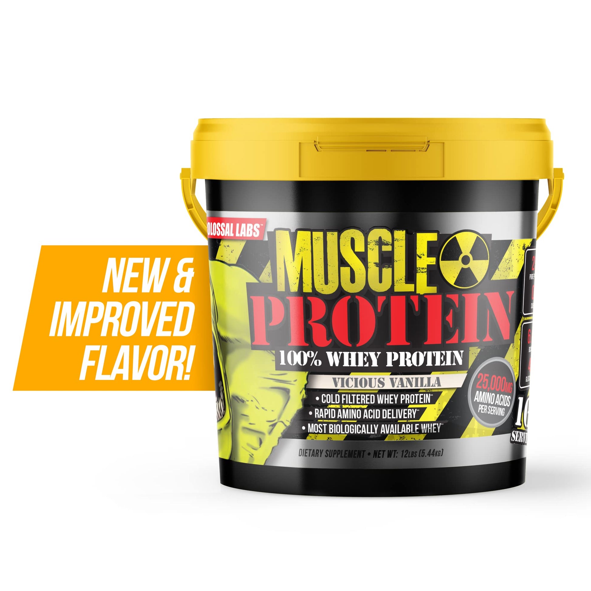 Colossal Labs Whey Protein Blend [12 Pounds/Pack of 1]–Vicious Vanilla, Cold Filtered - AB Mystery