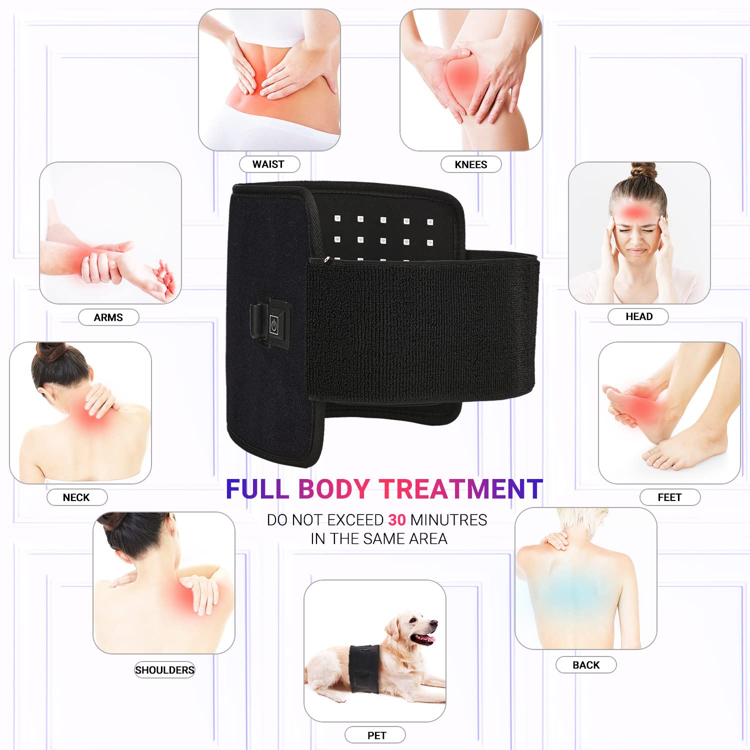 LPSAFP Red Light Therapy Belt for Body, Wearable Device with Blue, red and Near Infrared Light - AB Mystery