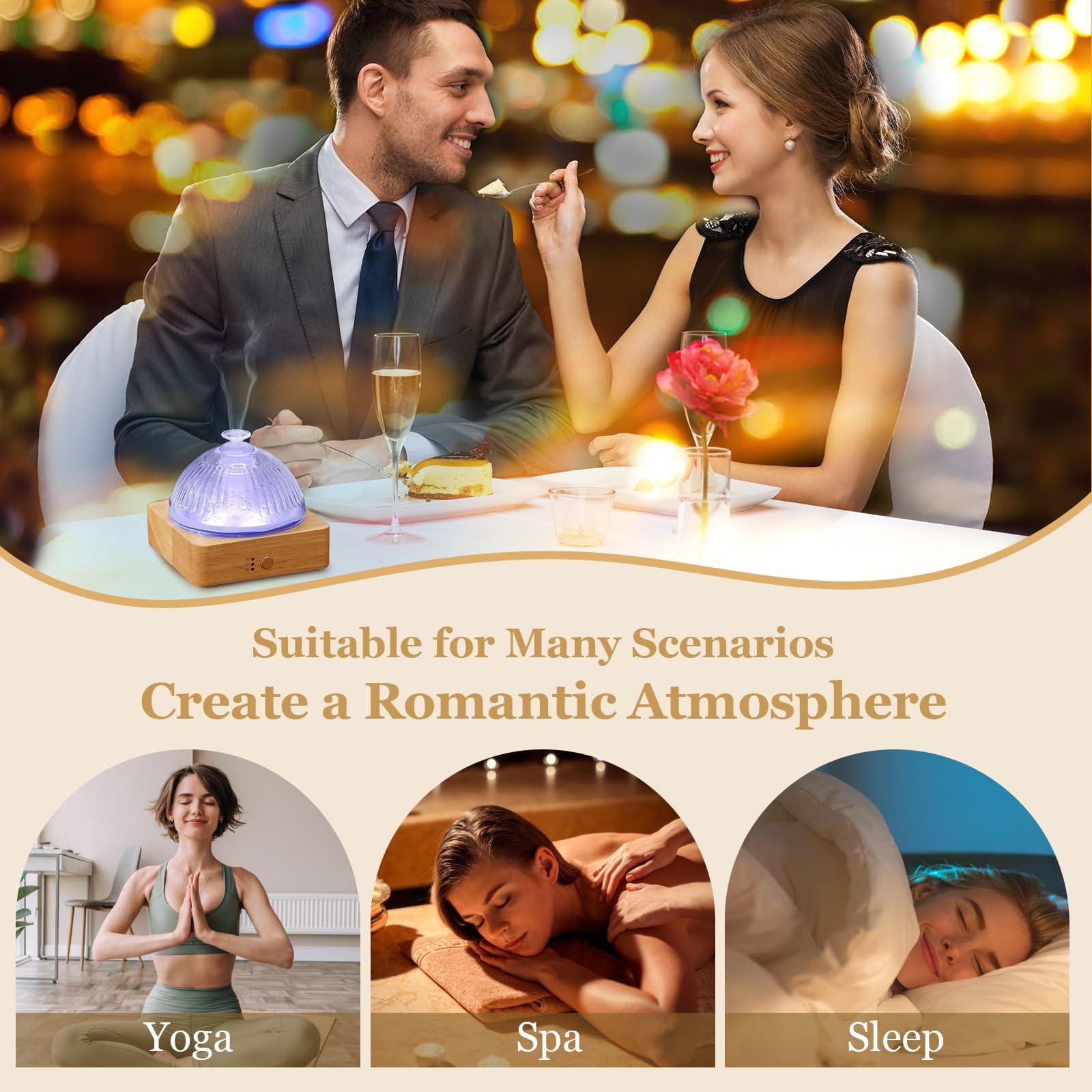 Lecdura Glass Essential Oil Diffuser with Glass Reservoir & Wood Base - Plastic Free, 200ml Lock - AB Mystery