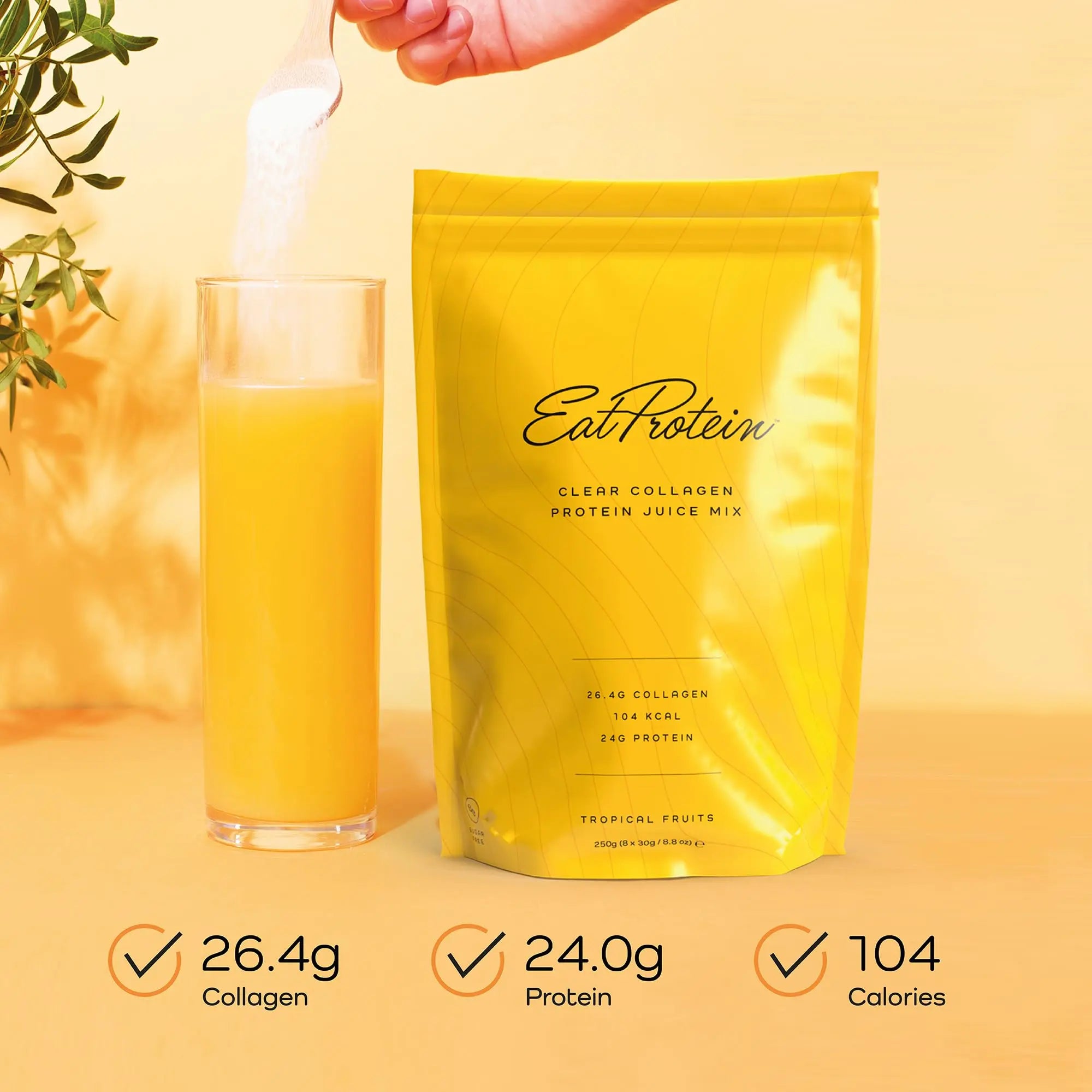 EatProtein Tropical Fruits Collagen Protein Juice Drink Mix | 24g Protein | 26.4g Collagen | 8X Servings - AB Mystery