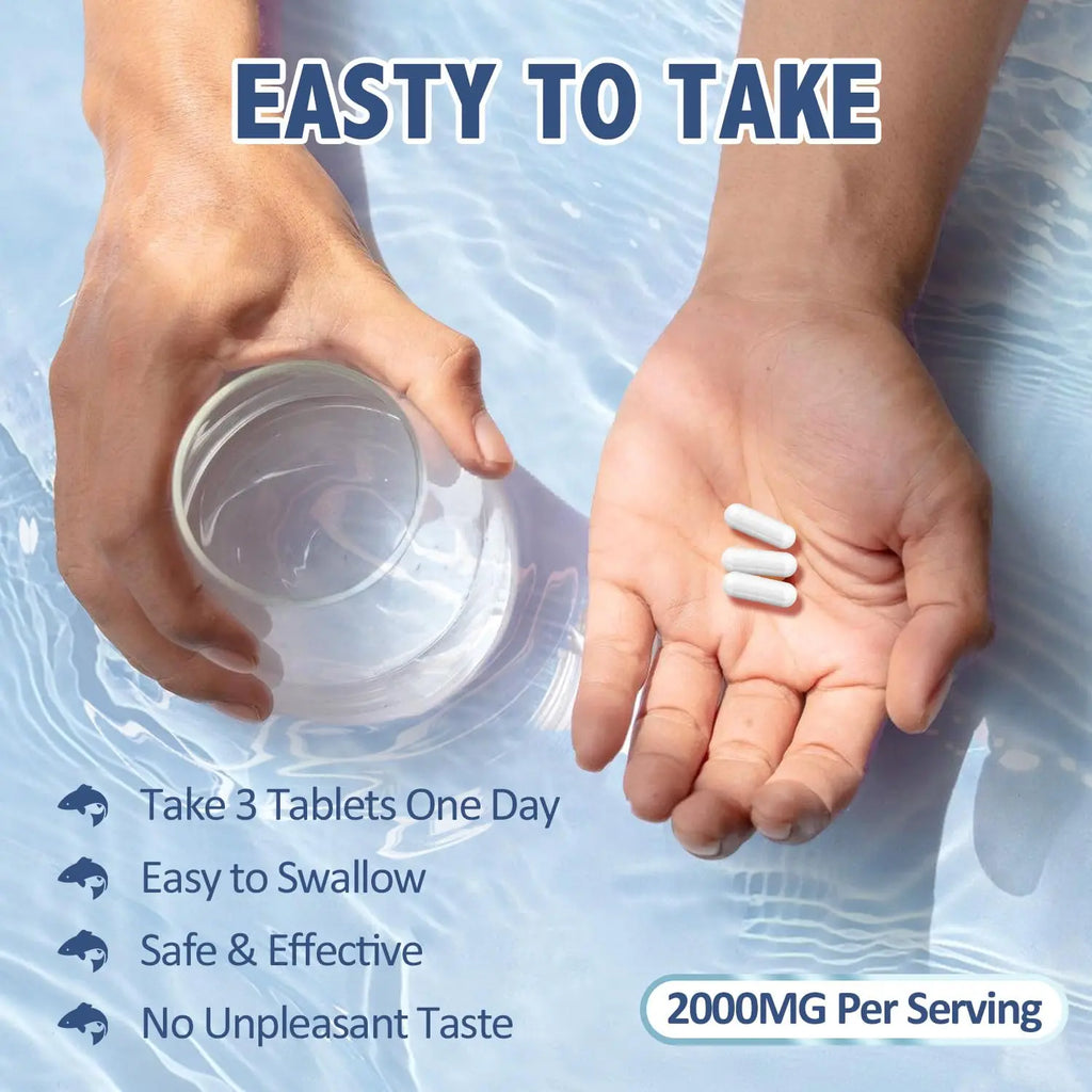 Marine Collagen Supplements for Women Men 2000mg 120 Capsules Hyaluronic Acid, Vitamin C, Vitamin E, & Ashwagandha Aoruilia