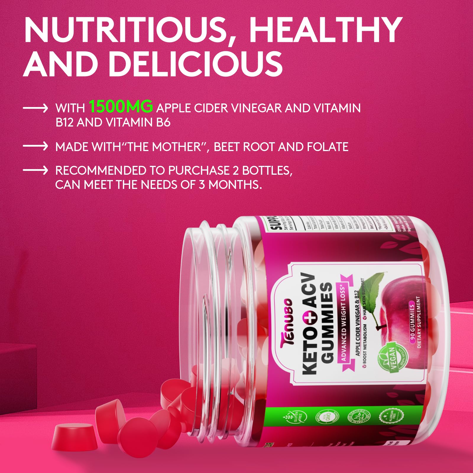 Tenubo Keto ACV Gummies Advanced Weight Loss - 90 Count Speedy Keto Acv - AB Mystery