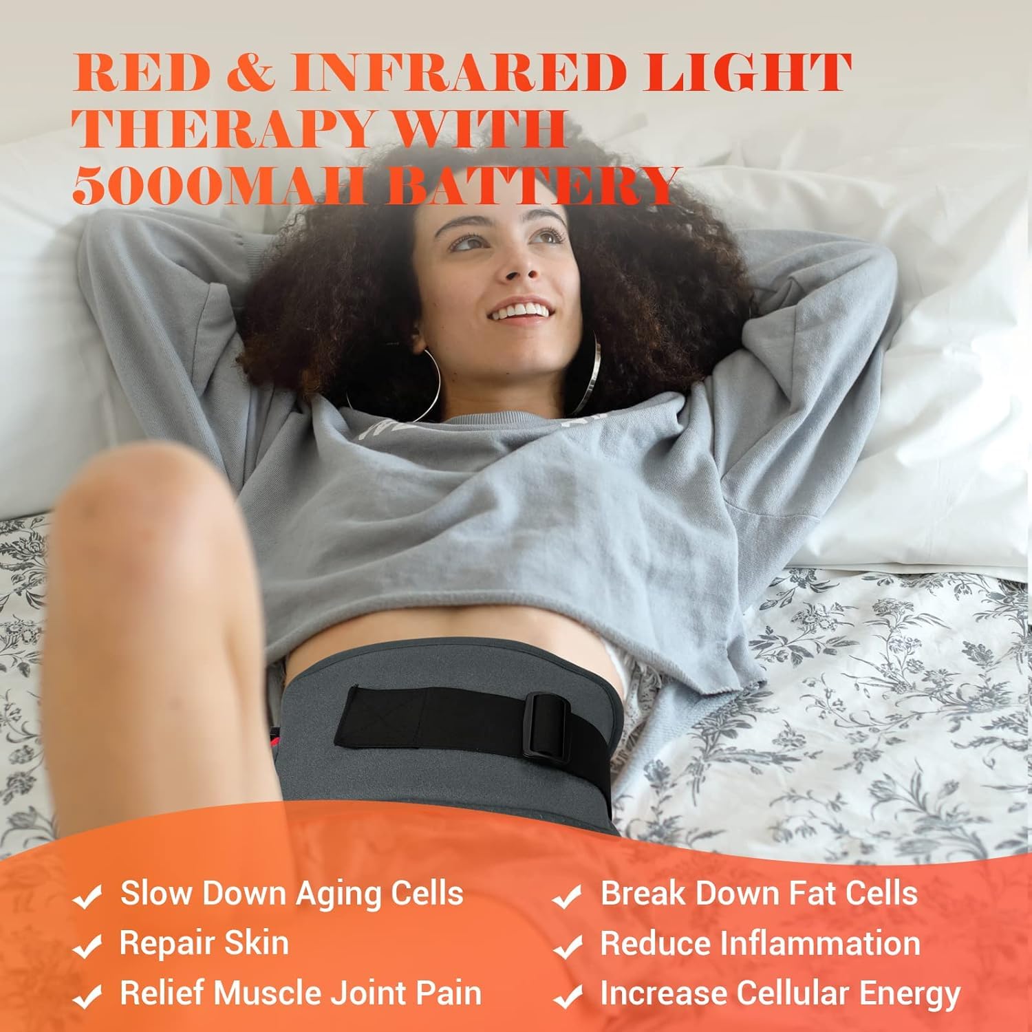 Comfytemp Red Light Therapy Belt, Cordless Infrared Red Light Therapy for Body Device, Wearable Red - AB Mystery
