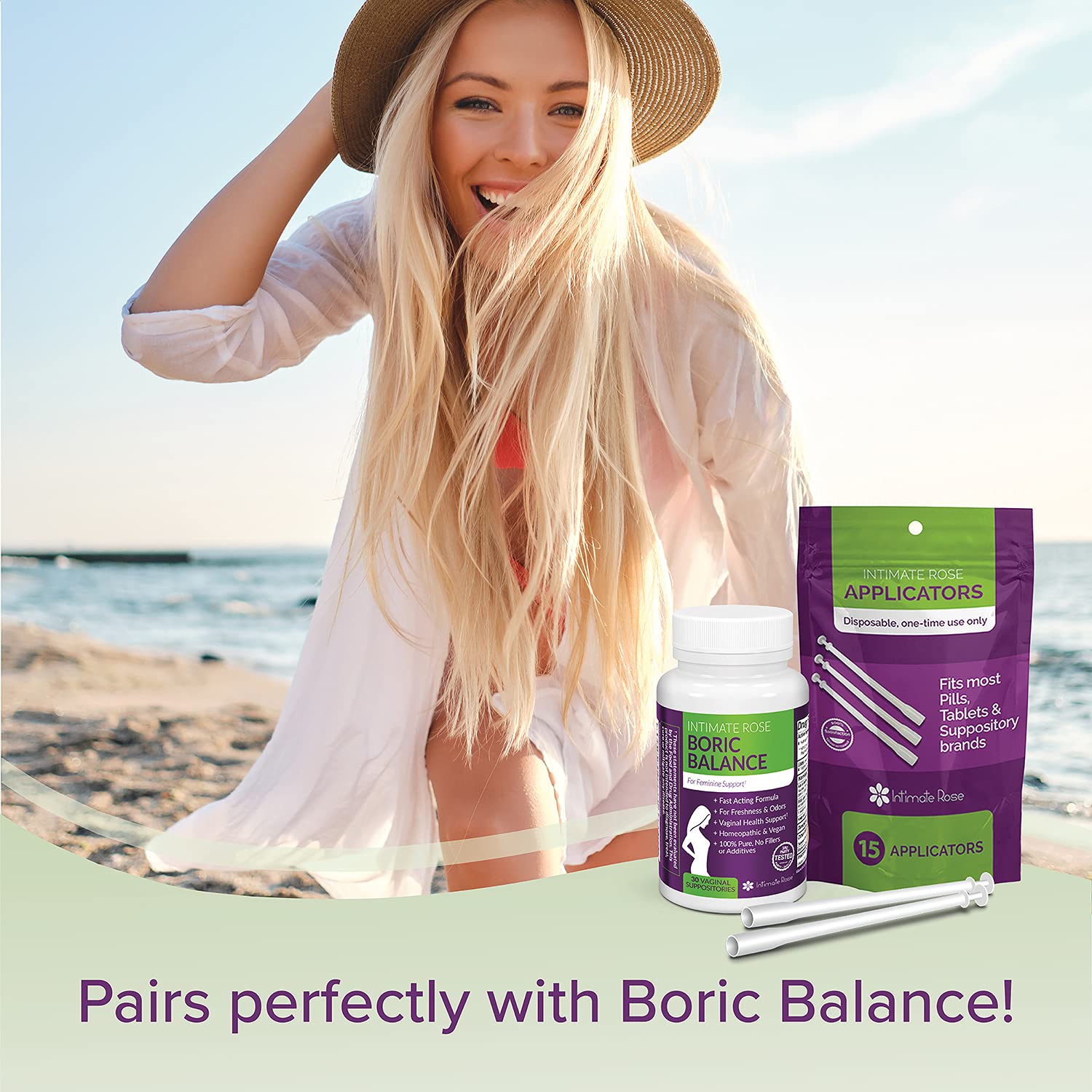 Intimate Rose 15 Count Vaginal Suppository Applicator - Fits Most Boric Acid Suppositories & Vaginal - AB Mystery