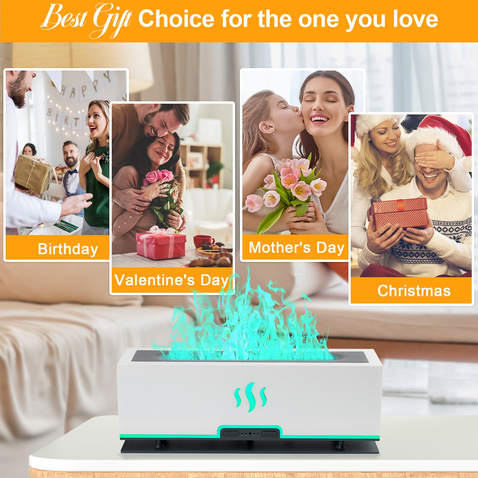 WENPHONE Upgraded 7 Color Essential Oil Diffusers, Flame Air Aroma Diffuser Humidifier, 200ml - AB Mystery