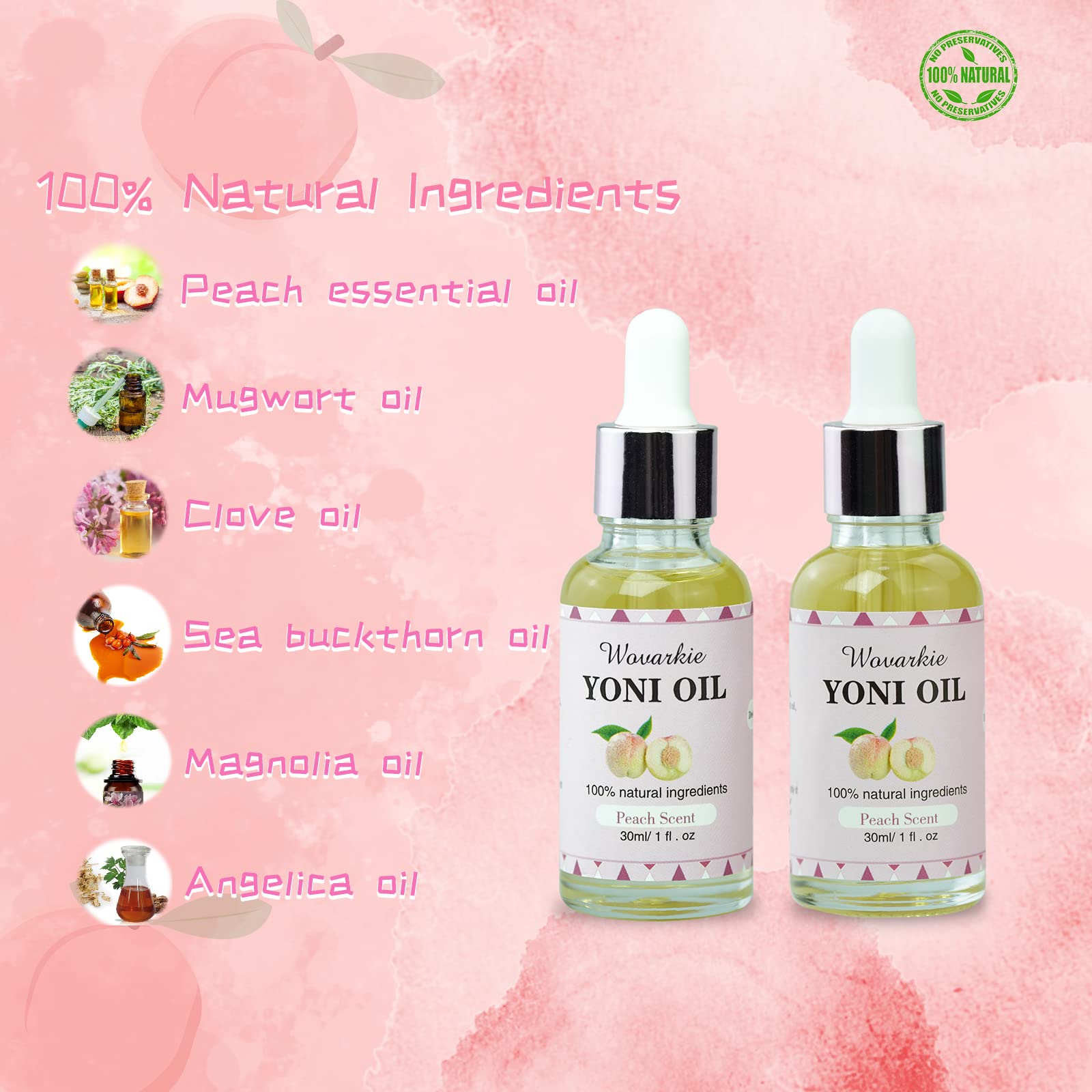 2 Packs Yoni Oil for Women, 1 fl oz/30 ml Feminine Oil Intimate Deodorant for Women, Eliminates Odor - AB Mystery