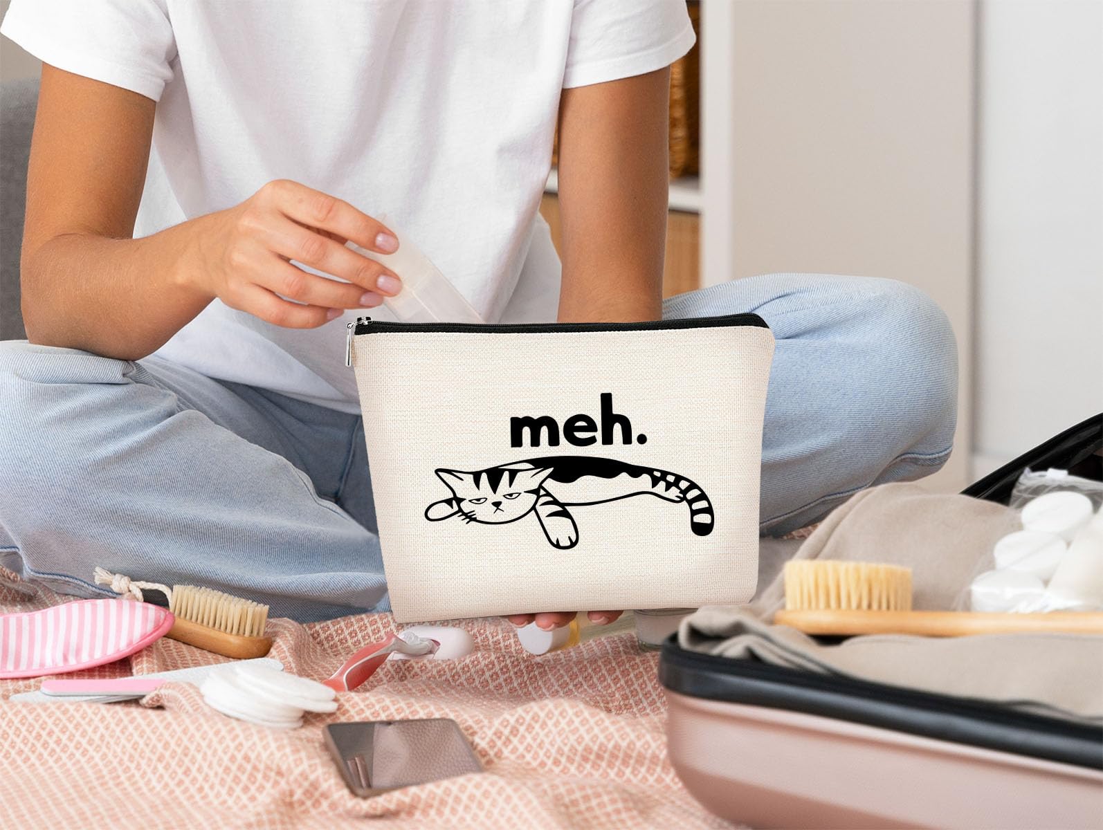 BARPERY Cat Gifts for Cat Lovers Cats Small Makeup Bag,Sanitary Napkin Storage Bag, Menstrual Cup - AB Mystery