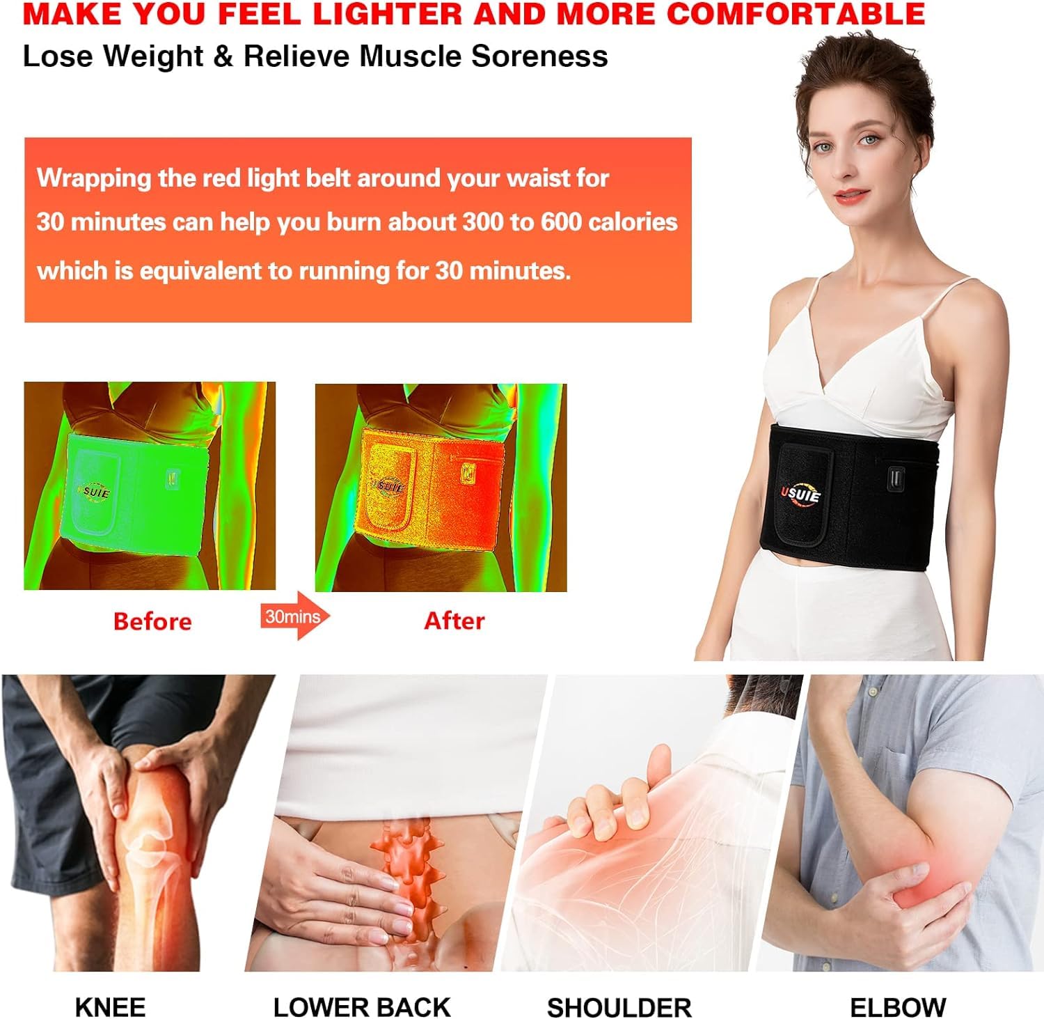 USUIE Red Light Therapy Belt, Infrared Light Therapy Wrap Red Light Therapy Device - AB Mystery