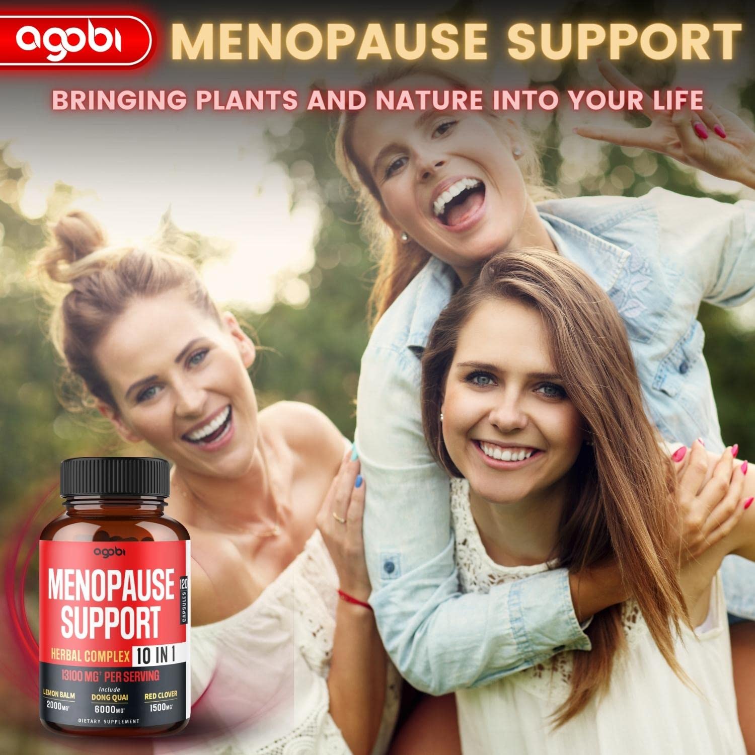 agobi Menopause Support for Women Health 13100 Mg - 10in1 with Dong Quai, Lemon Balm - AB Mystery