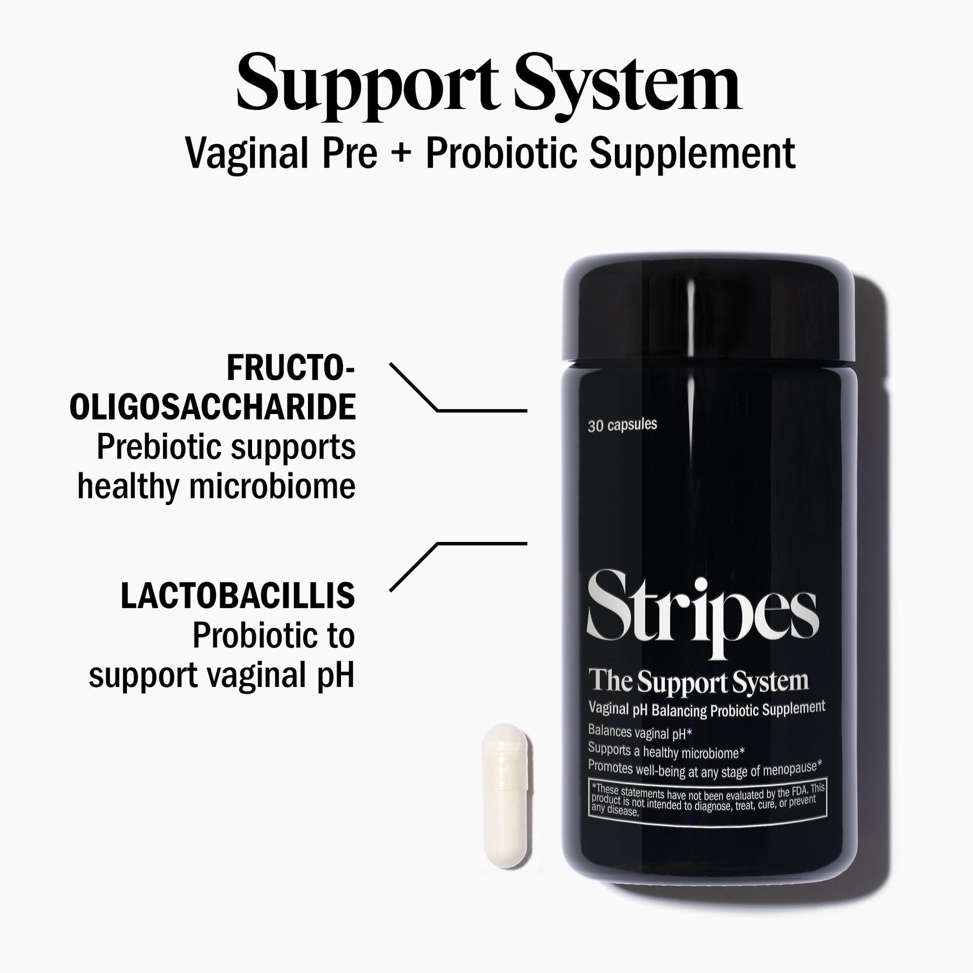 STRIPES by Naomi Watts - The Support System - Daily Vaginal Pre + Probiotic Maintains a Healthy pH - AB Mystery