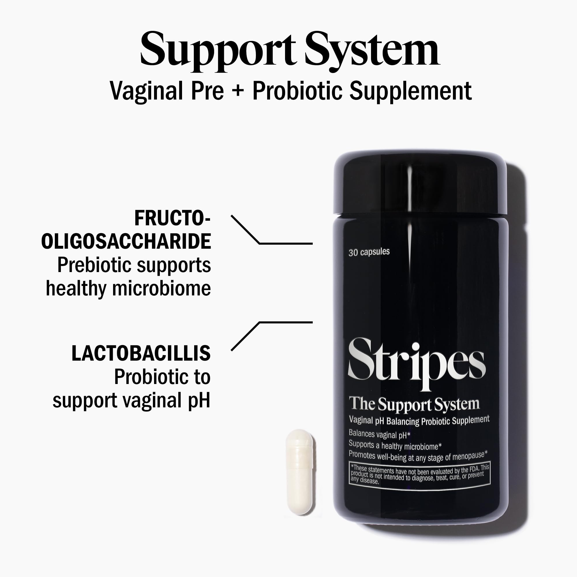 STRIPES by Naomi Watts - The Support System - Daily Vaginal Pre + Probiotic Maintains a Healthy pH - AB Mystery