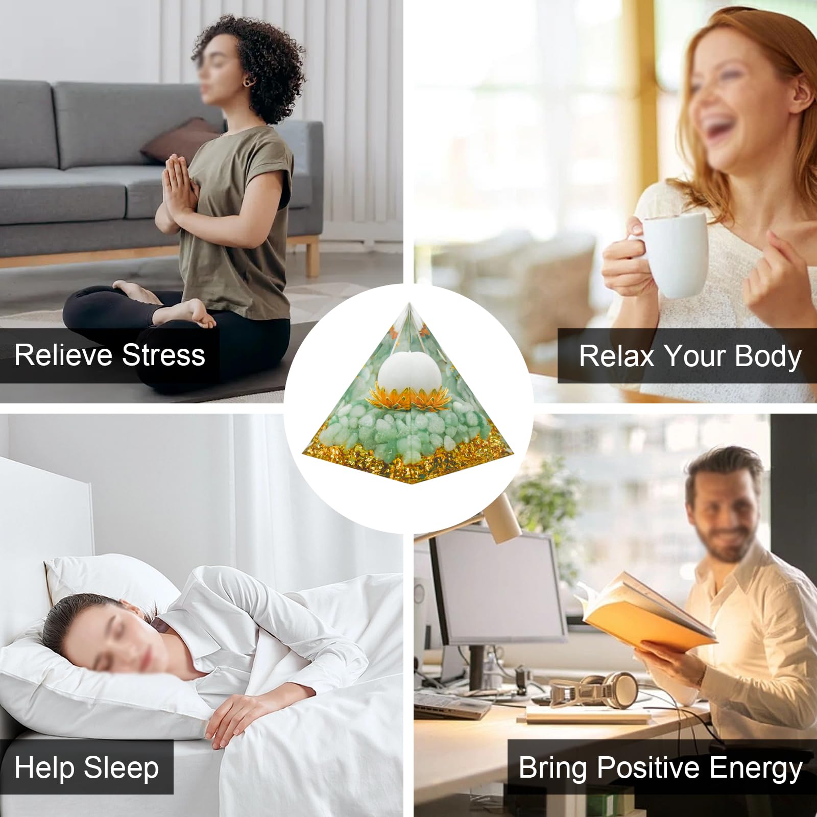 MrMrKura Orgone Pyramids Orgone Energy Pyramid Flower of Life Crystals Organite Obsidian - AB Mystery