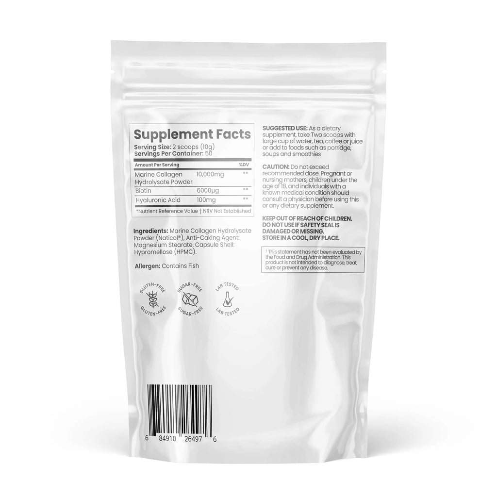 Collagen Powder for Women with Added Biotin and Hyaluronic Acid, Colageno for Women - AB Mystery