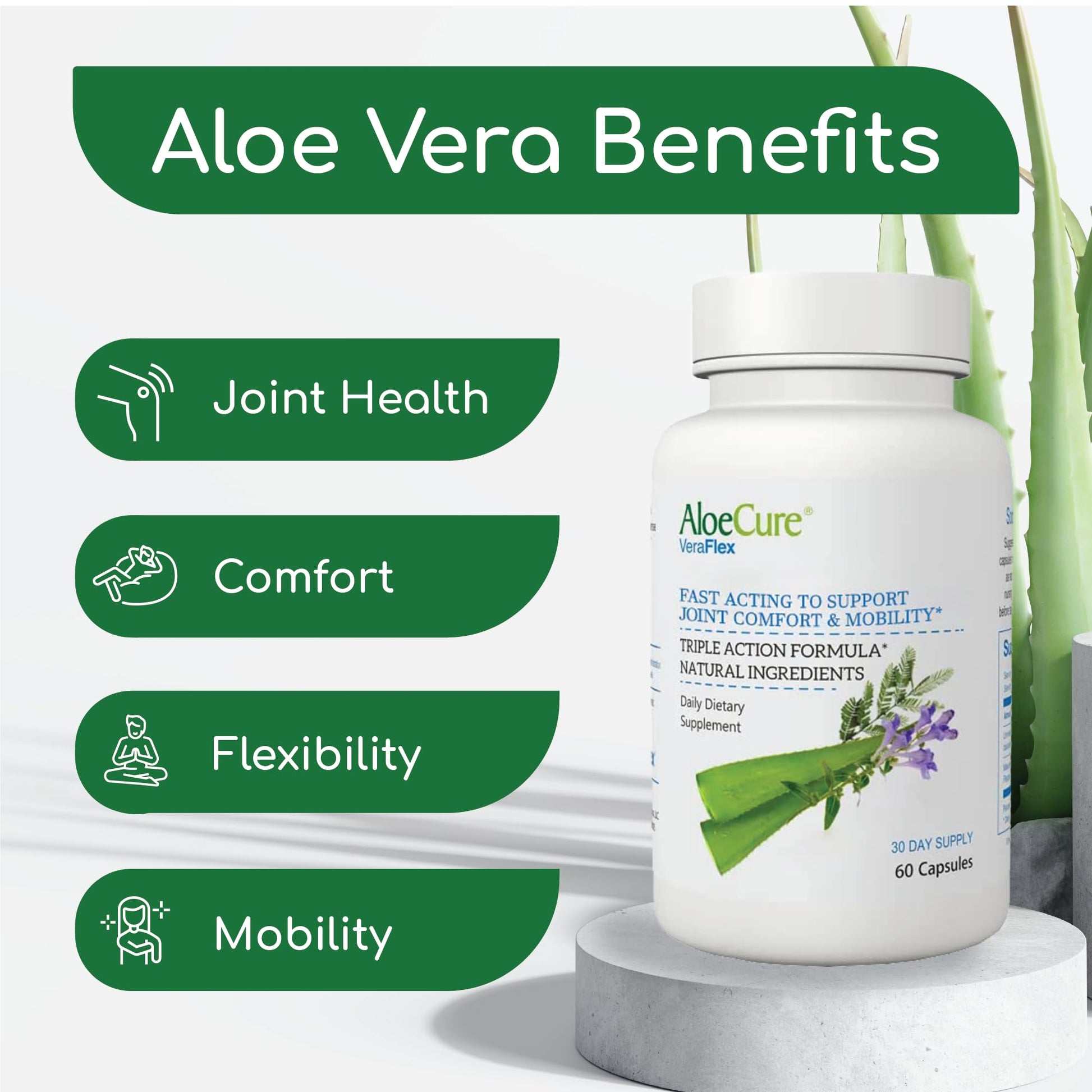 AloeCure VeraFlex Natural Joint Support Supplement with USDA Organic Aloe Vera - AB Mystery