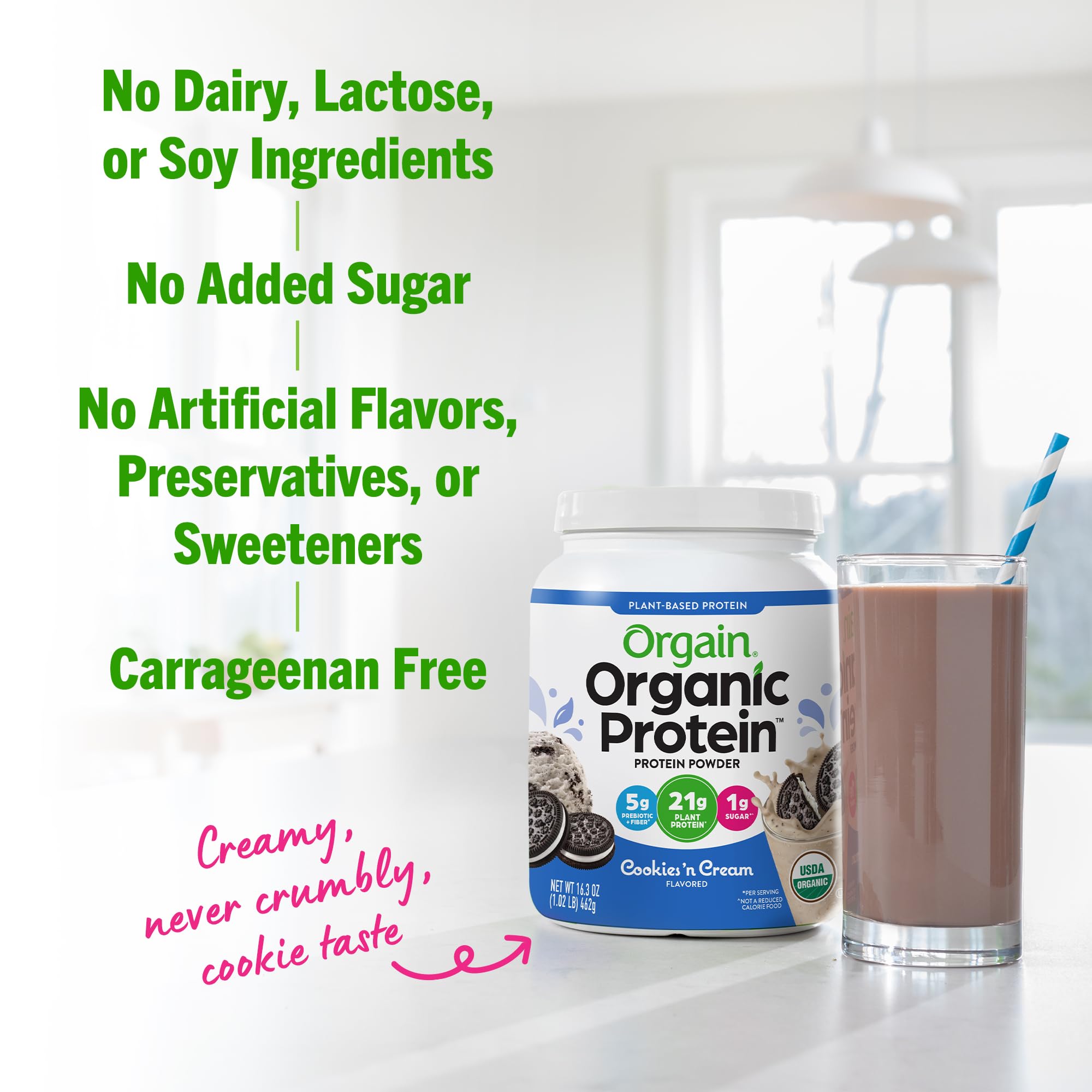 Orgain Organic Vegan Protein Powder, Cookies and Cream - 21g Plant Based Protein - AB Mystery