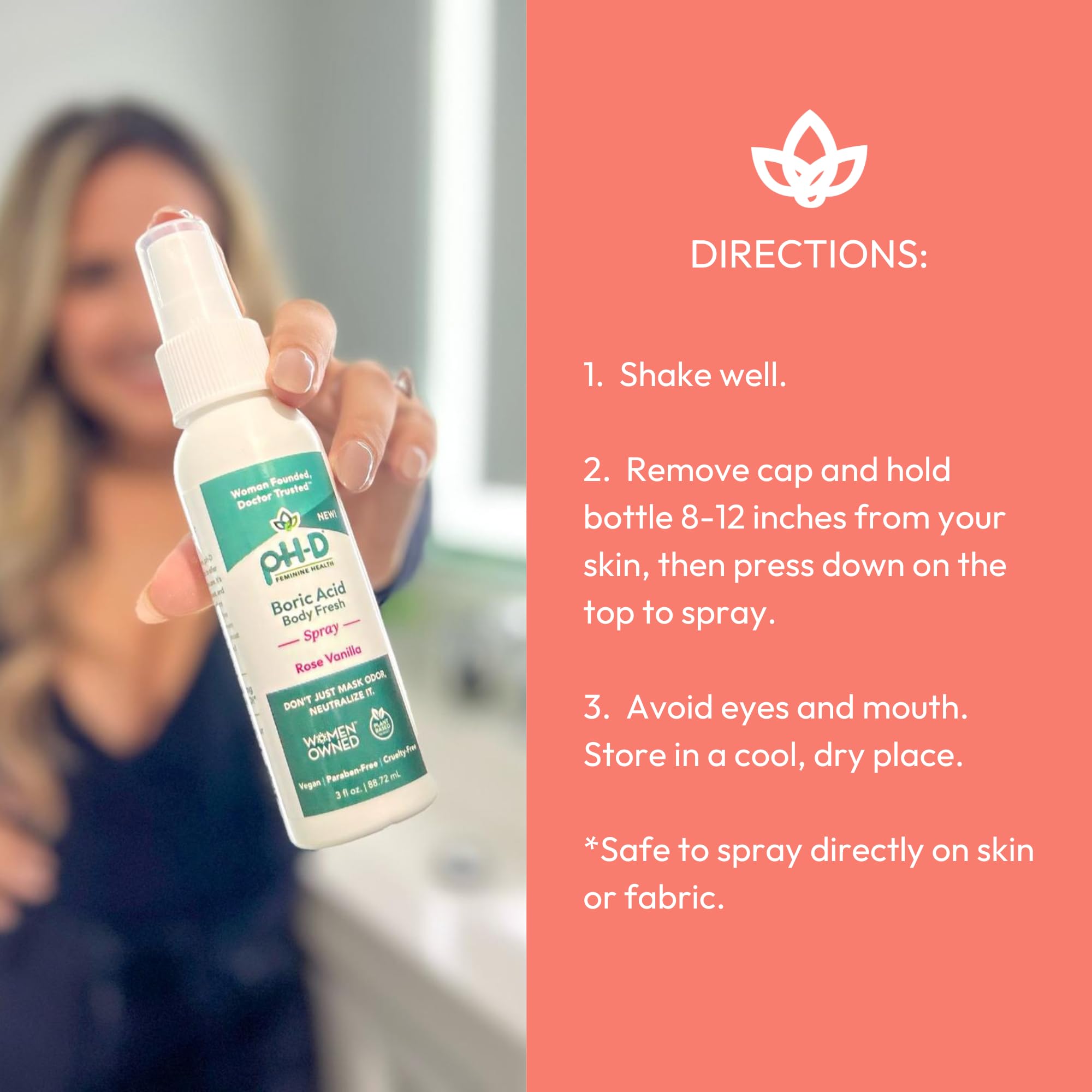 pH-D Feminine Health - Boric Acid Body Fresh Spray - Vegan, Paraben-Free, Plant Based - AB Mystery