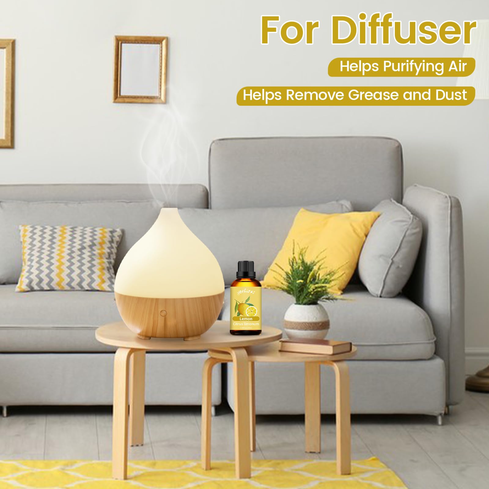 yethious Lemon Essential Oil Lemon Essential Oill for Diffuser, Perfume, Body, Skin, Hair, Candle Soap - AB Mystery