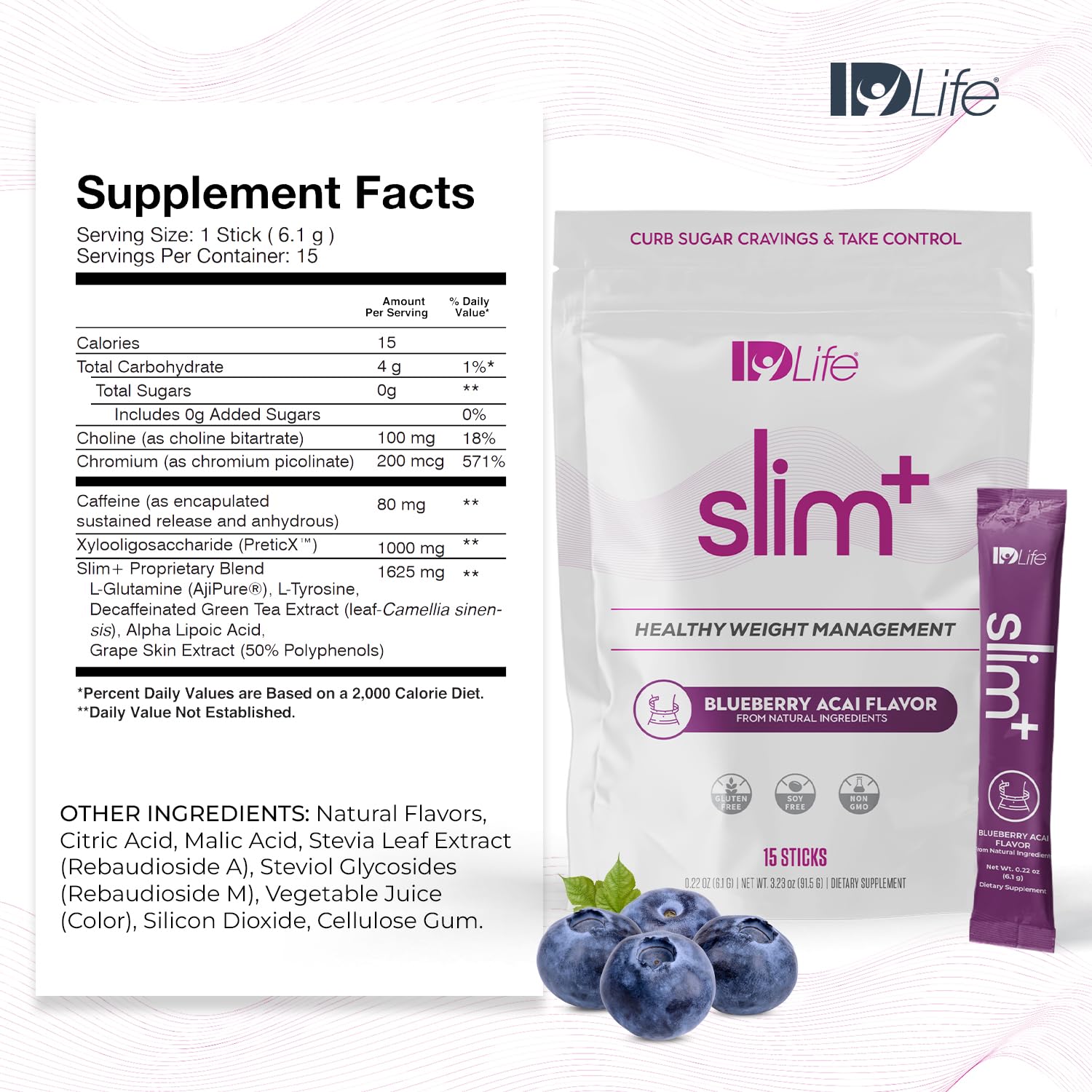 IDLife Slim+ - Weight Management Supplement - Easy to Prepare Delicious Blueberry Acai - AB Mystery