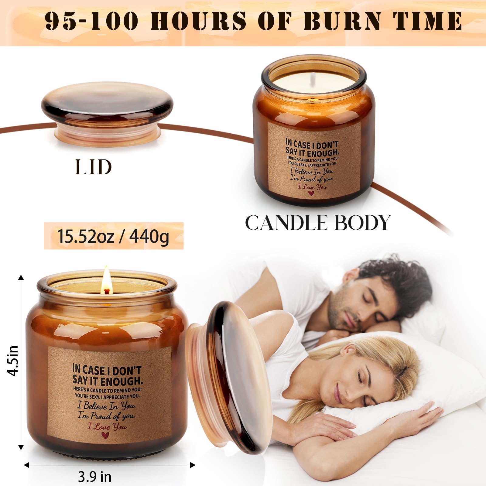 Candle Amber Moss Scented, Valentines Day Gifts for Her Girlfriend Wife, Romantic Anniversary - AB Mystery