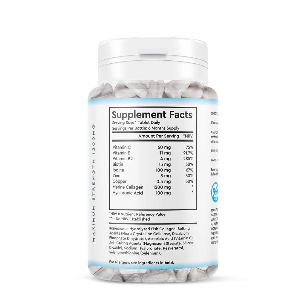 Marine Collagen Peptide Tablets 1200MG - 6 Month Supply - 180 High Strength Collagen Tablets My Store