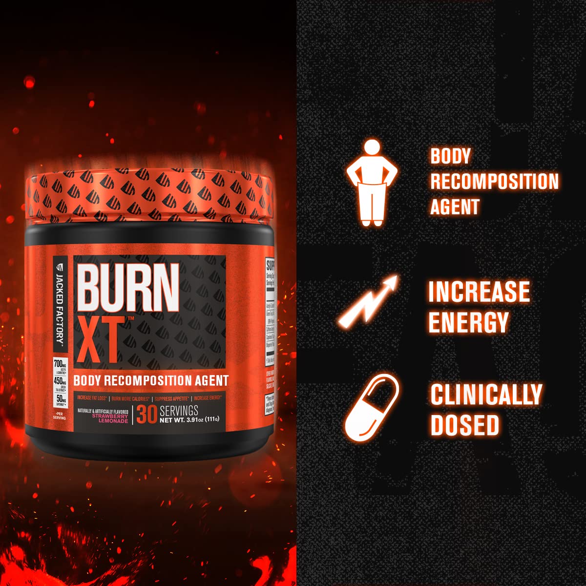 Jacked Factory Burn-XT Powder for Men & Women - Improve Focus & Increase Energy - AB Mystery