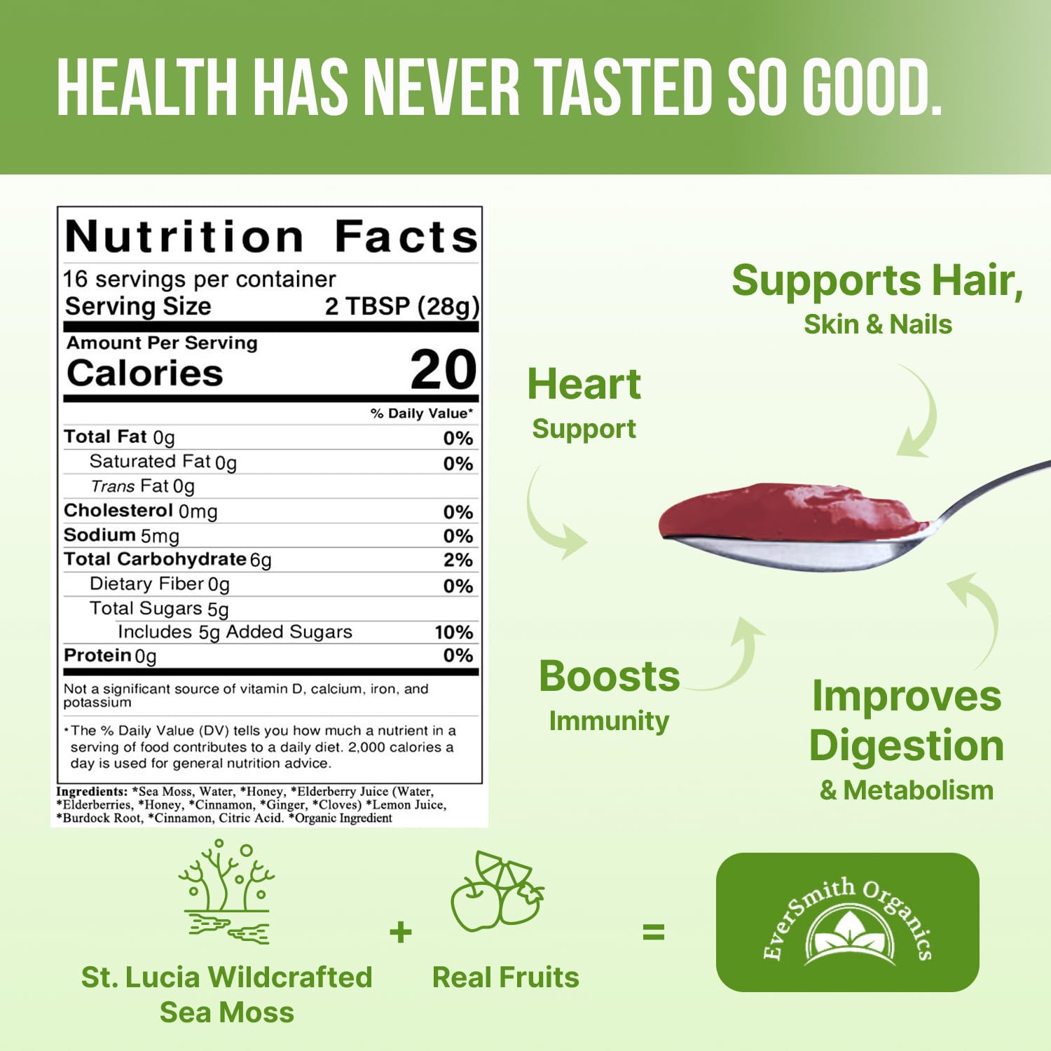 EverSmith Organics - Wildcrafted Irish Sea Moss Gel | Made in USA | Rich in Vitamins - AB Mystery