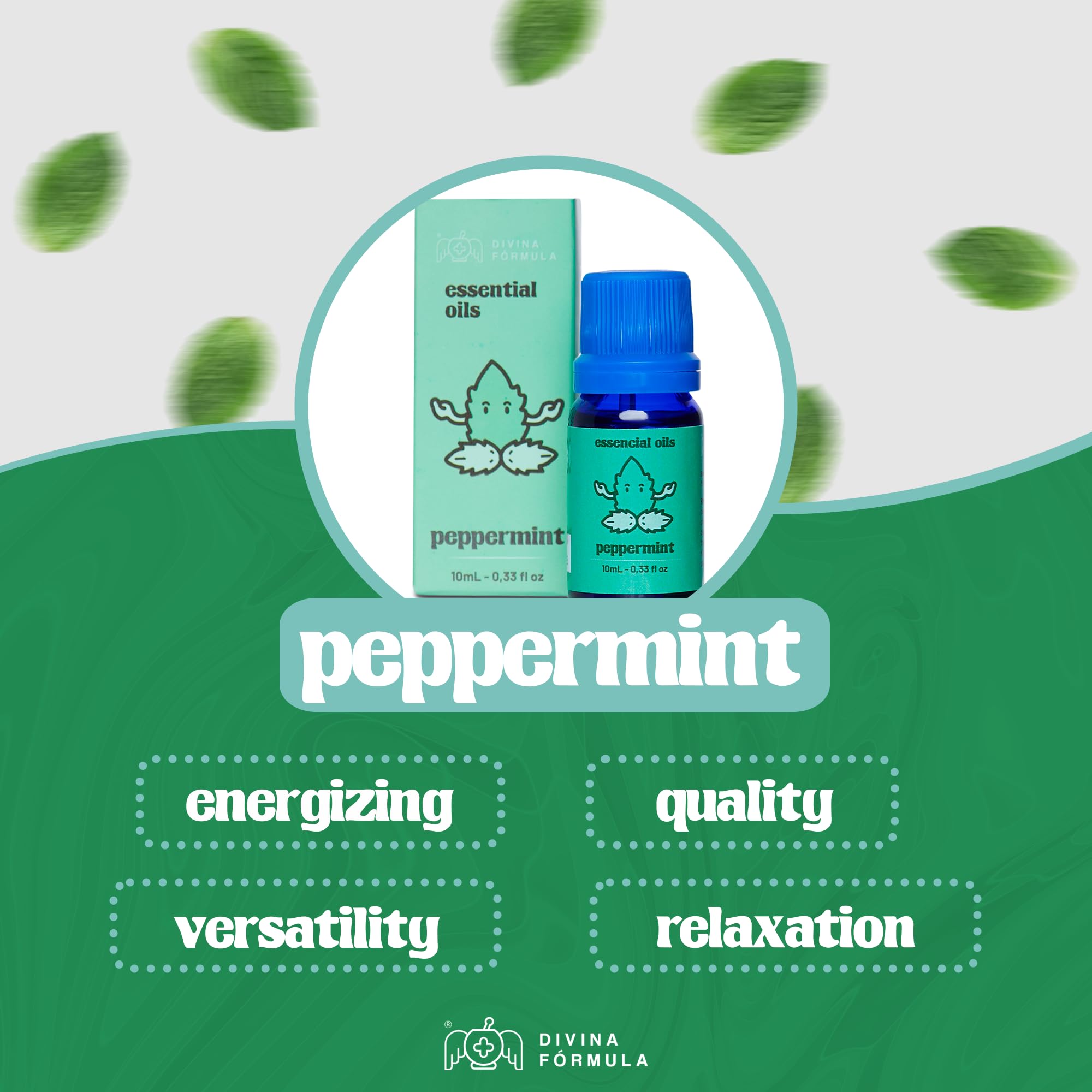Divina Fórmula - 100% Pure Peppermint Essential Oil - Aromatherapy Oils, Essential Oils - Oil for Massage - AB Mystery