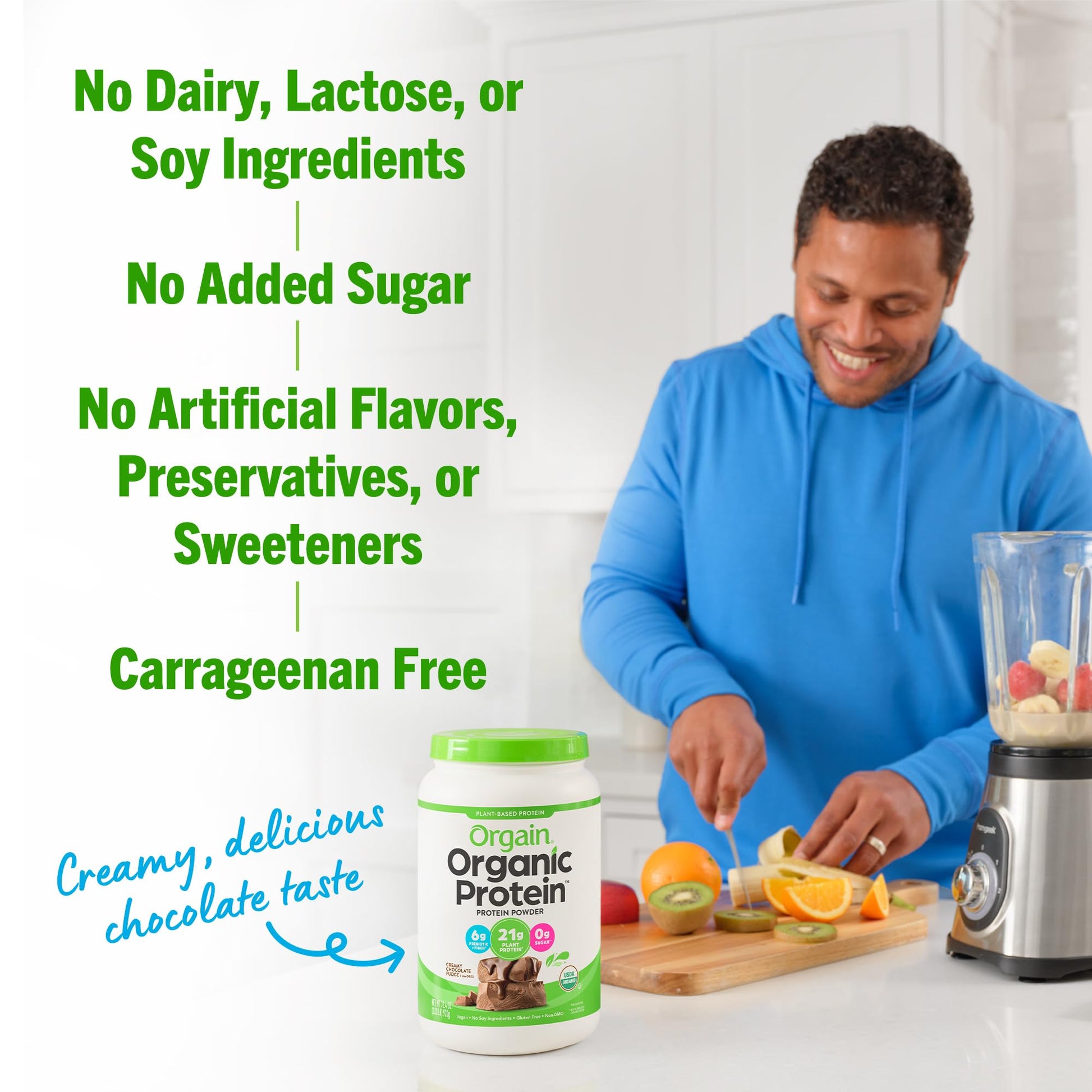 Orgain Organic Vegan Protein Powder, Creamy Chocolate Fudge - 21g Plant Based Protein - AB Mystery