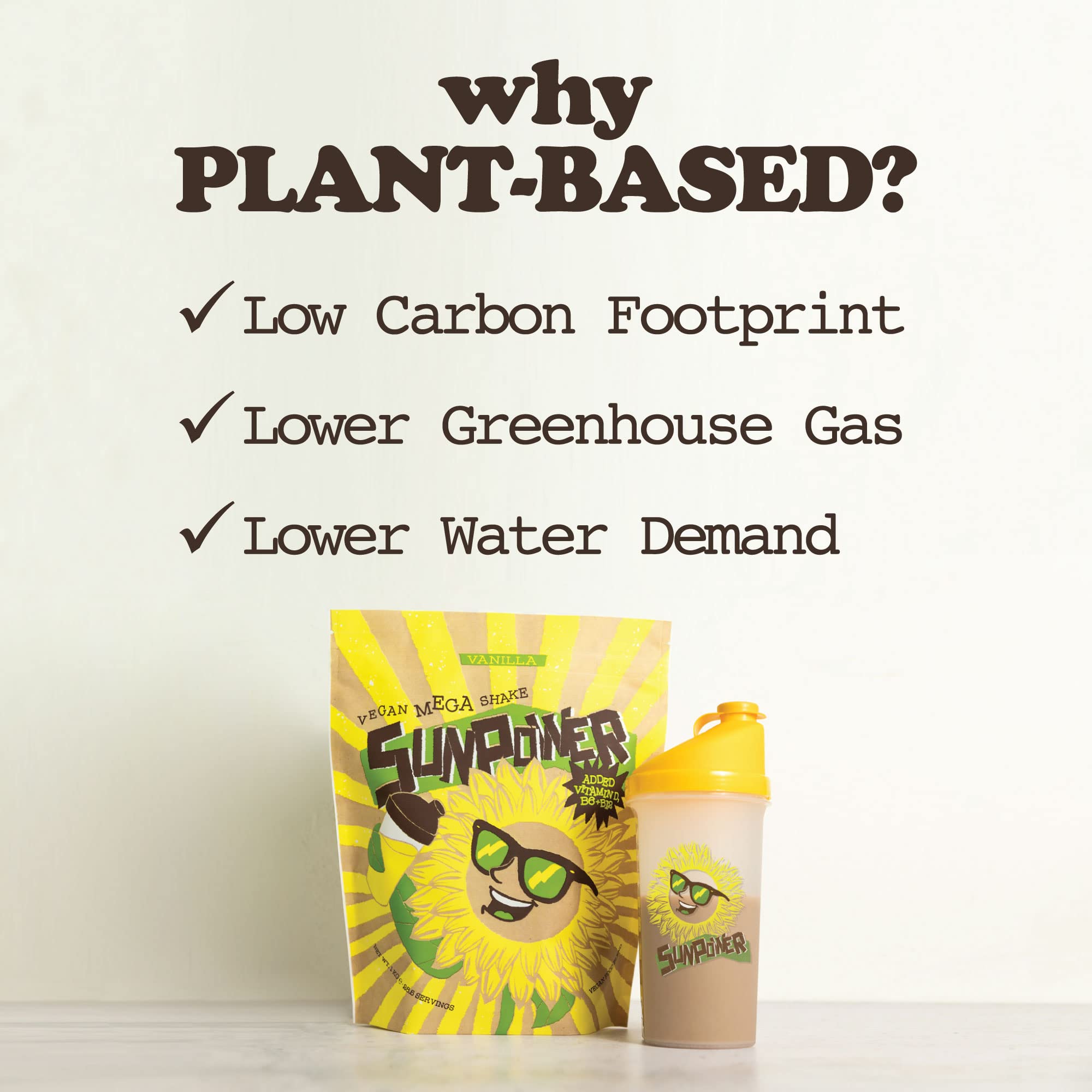 SunPower Vegan Protein Powder - 21g Plant Protein per Serving - Pea, Sunflower SunPower