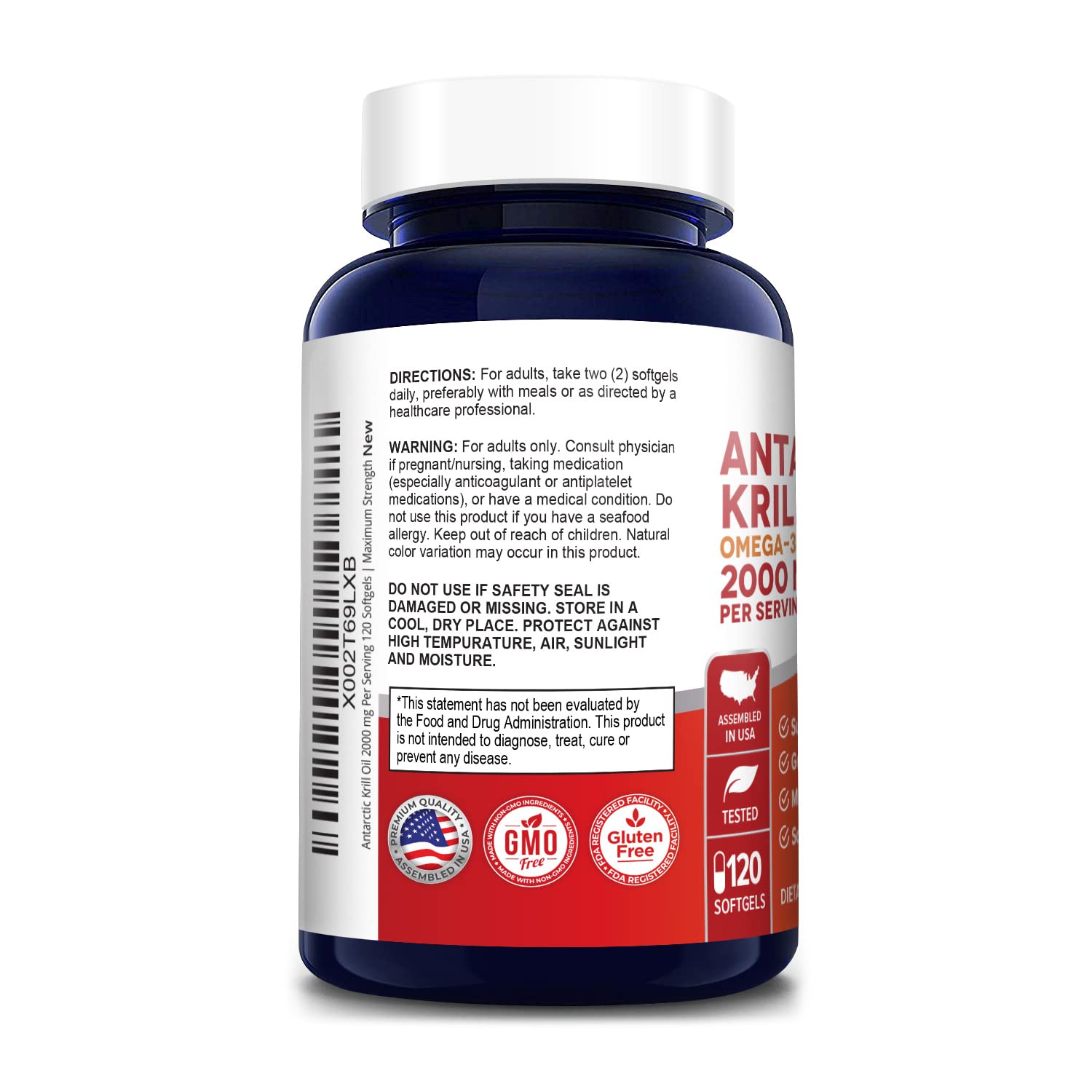 NusaPure Antarctic Krill Oil 2000 mg 120 Softgels, Omega-3 EPA 360mg, DHA 240mg - AB Mystery