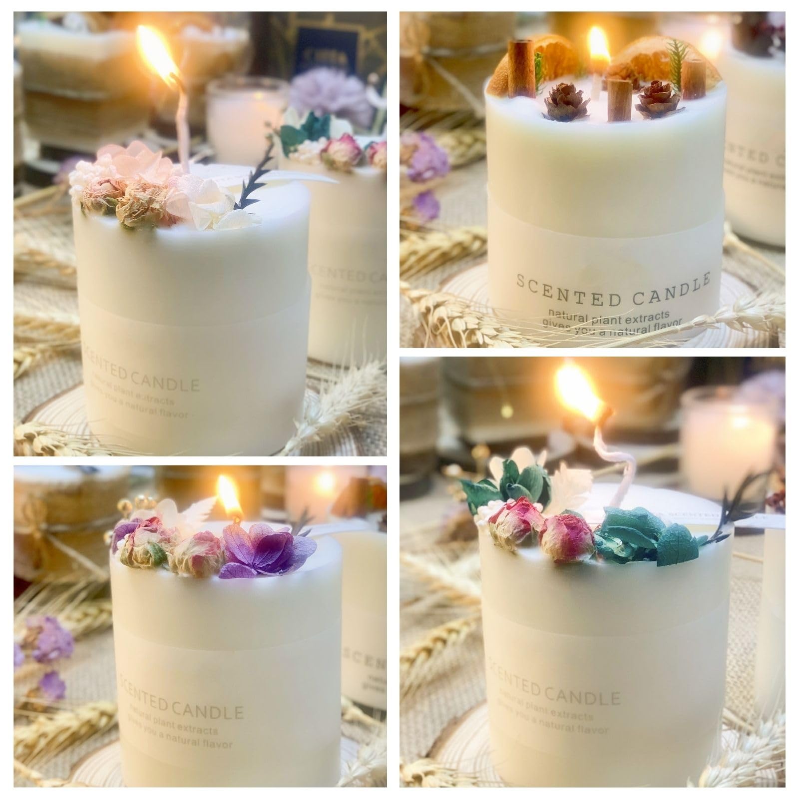 Natural Soy Scented Pillar Candles with Glass, Classic 10 oz Luxury Non Toxic White Bathroom Candle - AB Mystery