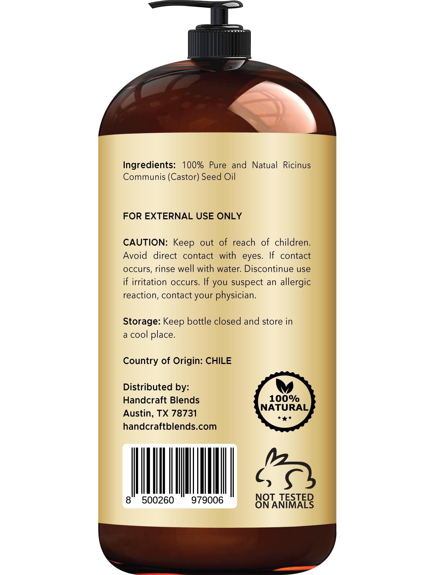 Handcraft Blends Jamaican Black Castor Oil for Hair Growth, Eyelashes and Eyebrows - AB Mystery